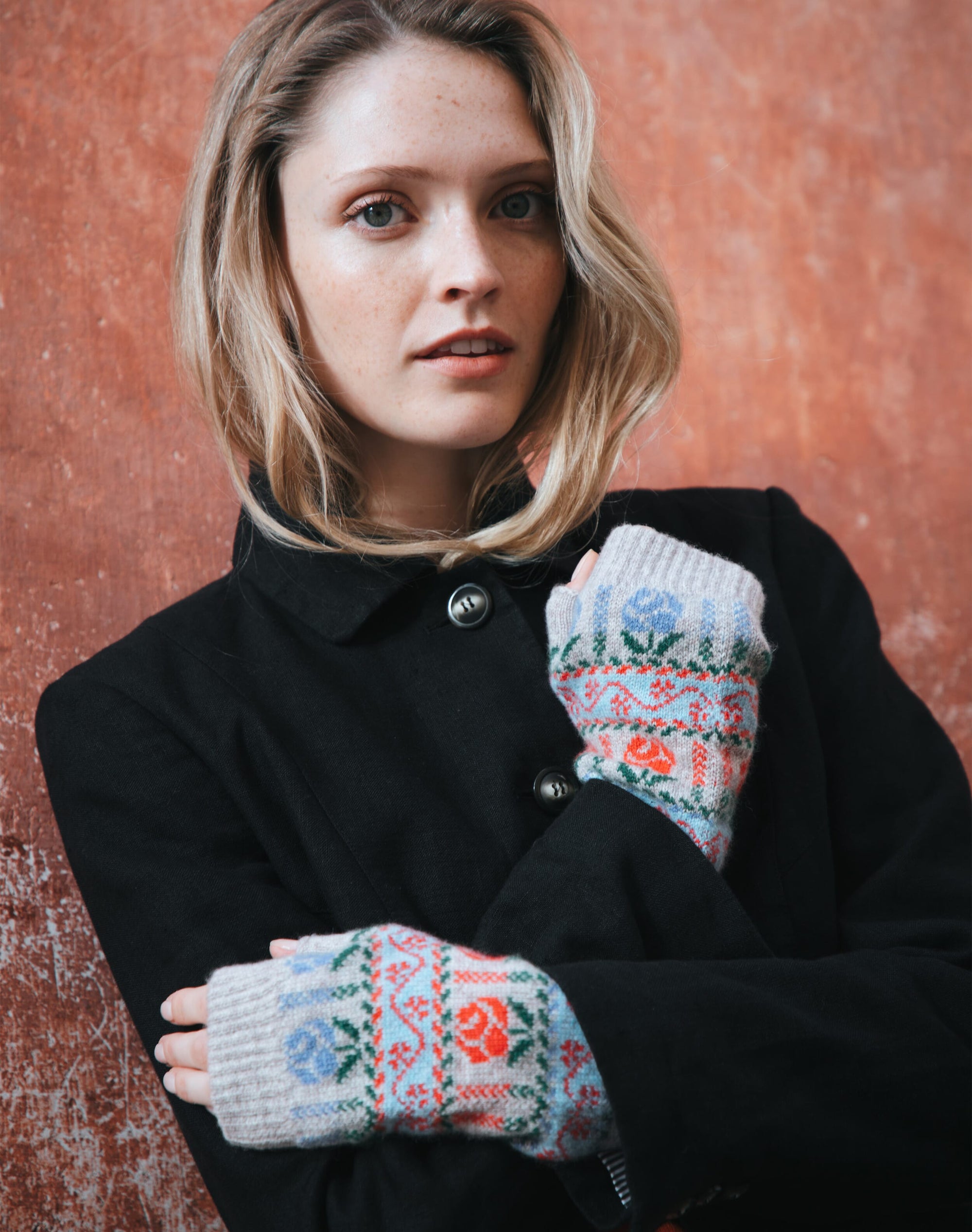 Cashmere Rose Fair Isle Wristwarmers