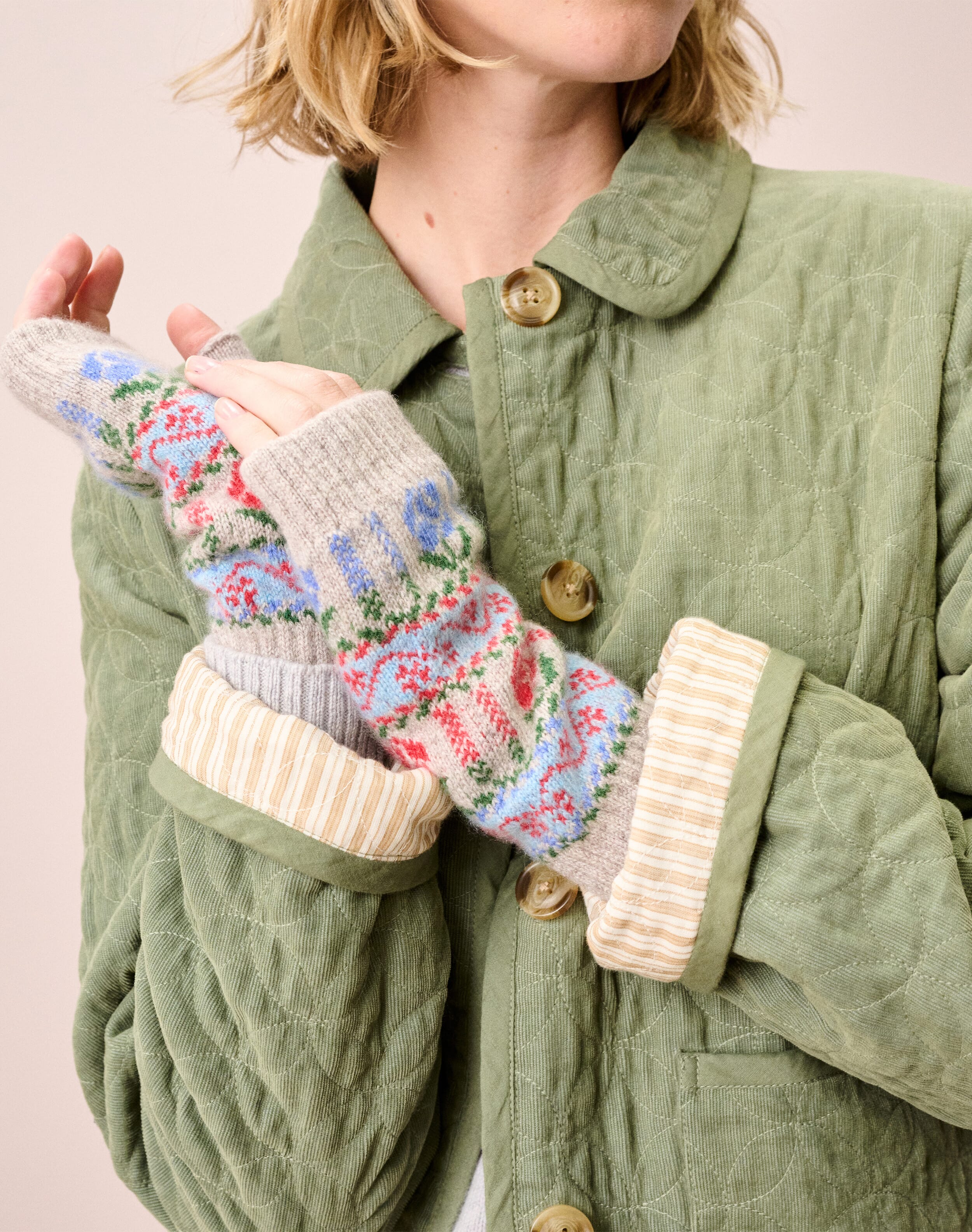 Cashmere Rose Fair Isle Wristwarmers