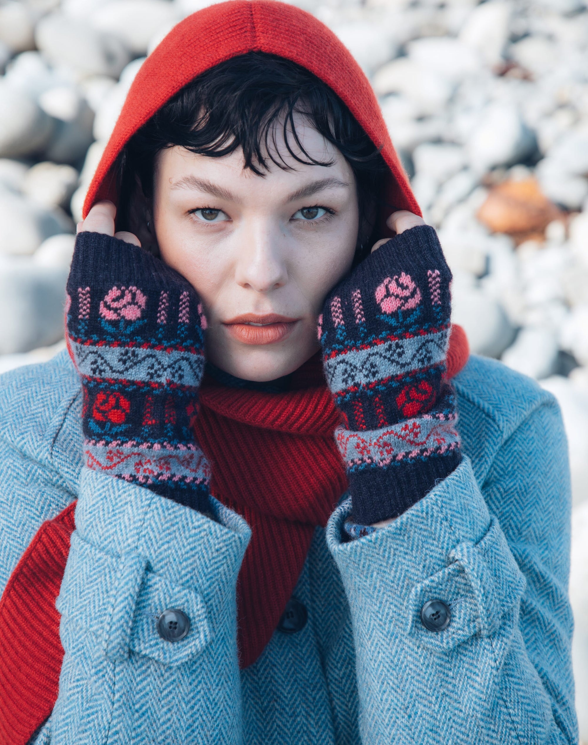 Cashmere Rose Fair Isle Wristwarmers