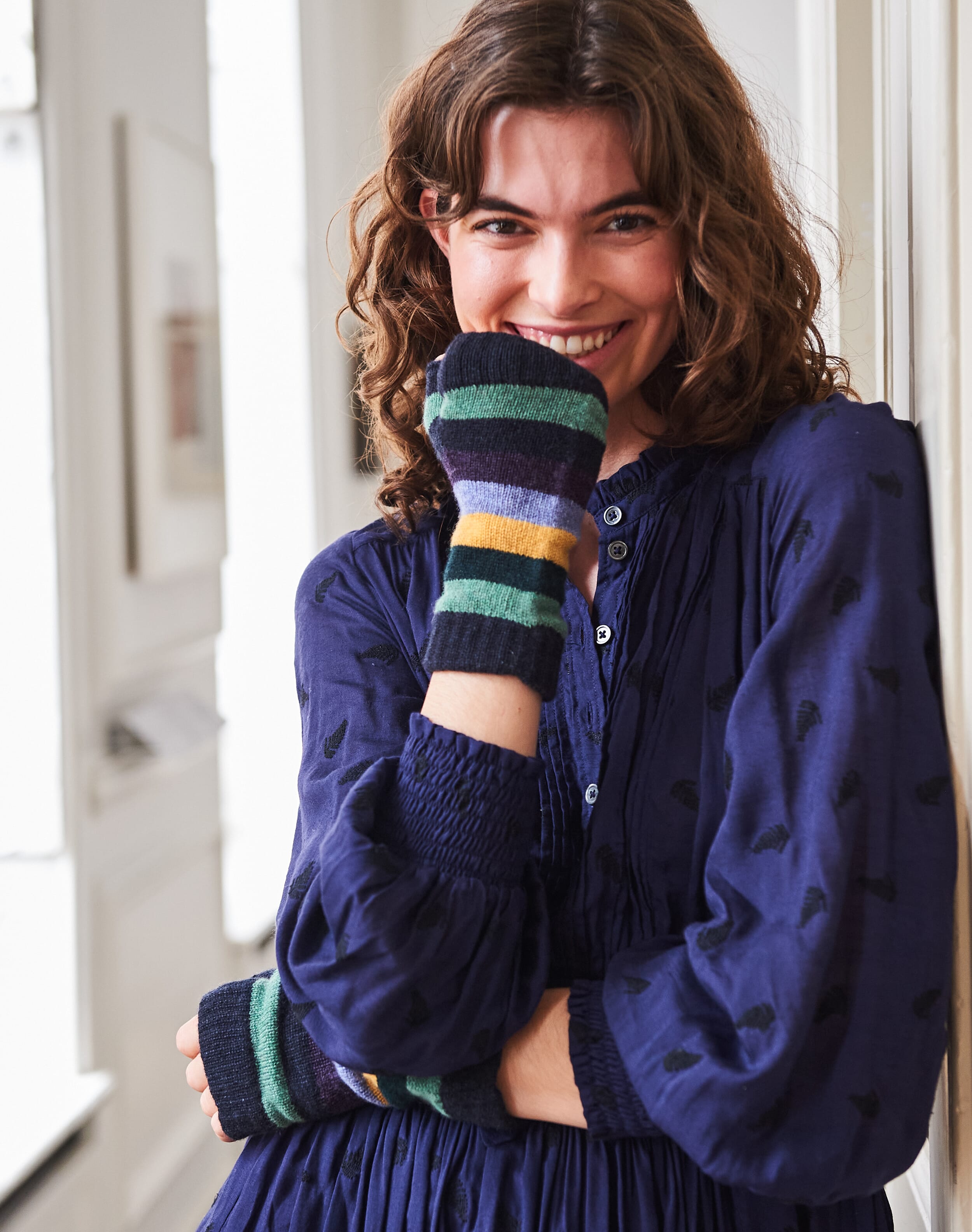 Women's Cashmere Stripe Wristwarmers