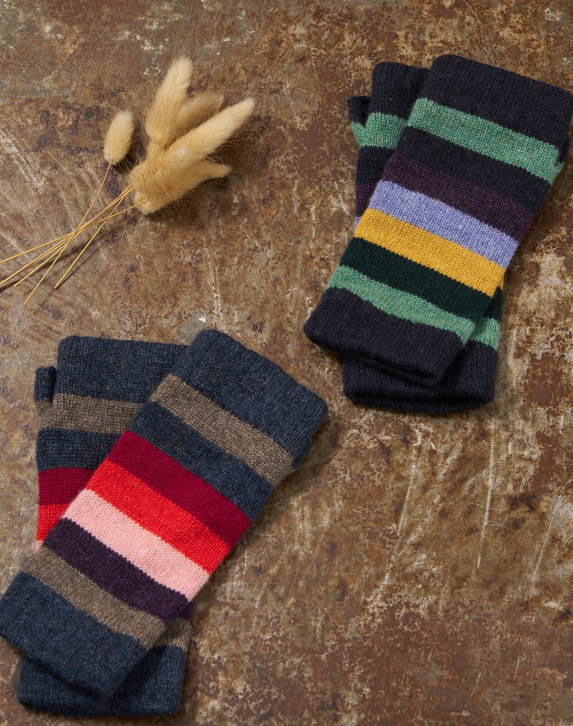Women's Cashmere Stripe Wristwarmers