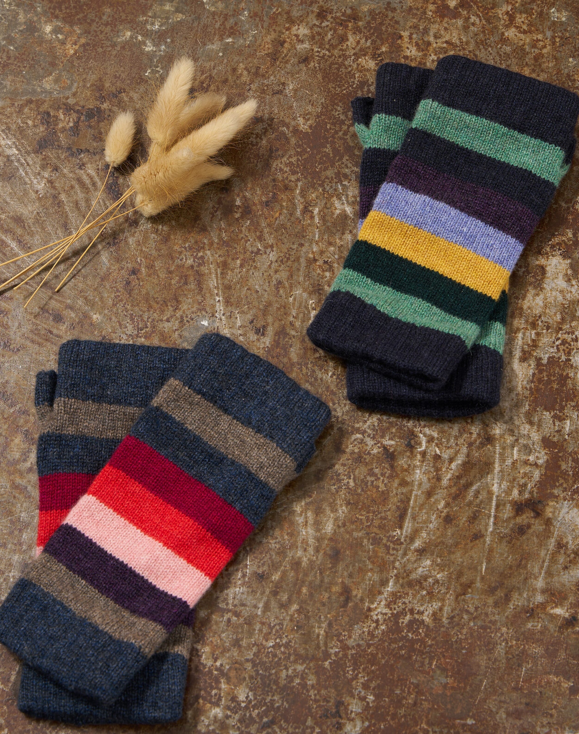 Women's Cashmere Stripe Wristwarmers