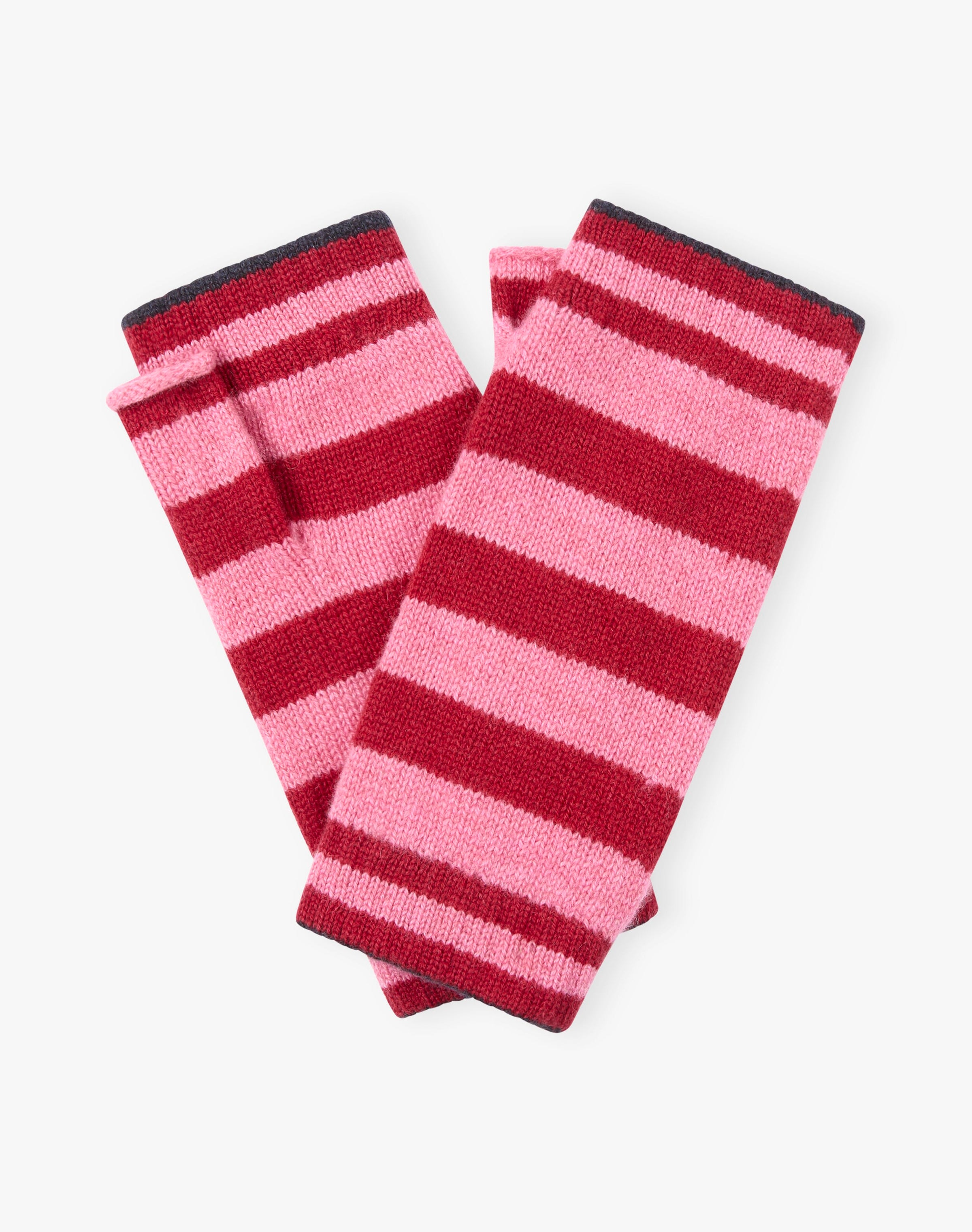 Cashmere Two Tone Stripe Wristwarmers