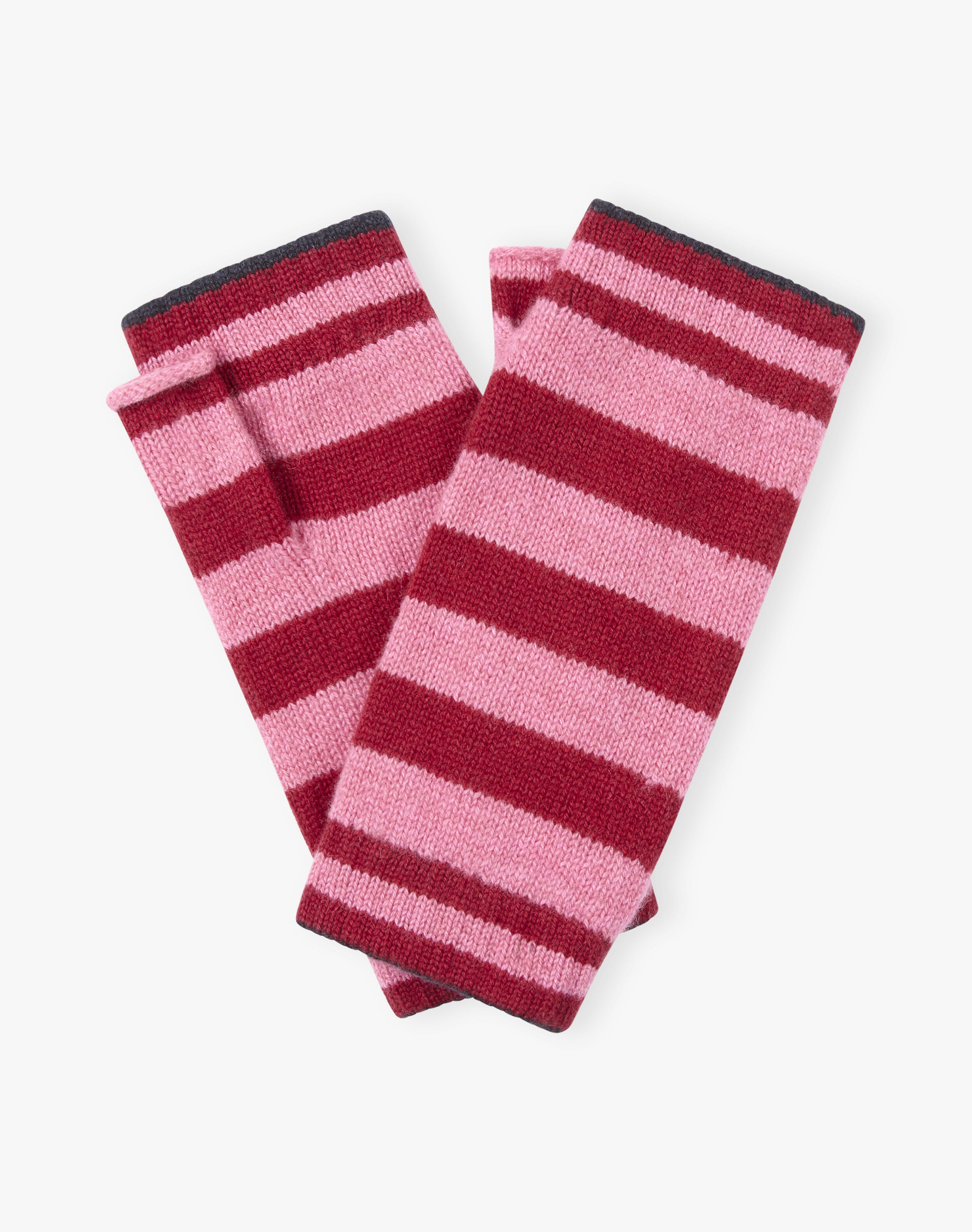 Cashmere Two Tone Stripe Wristwarmers