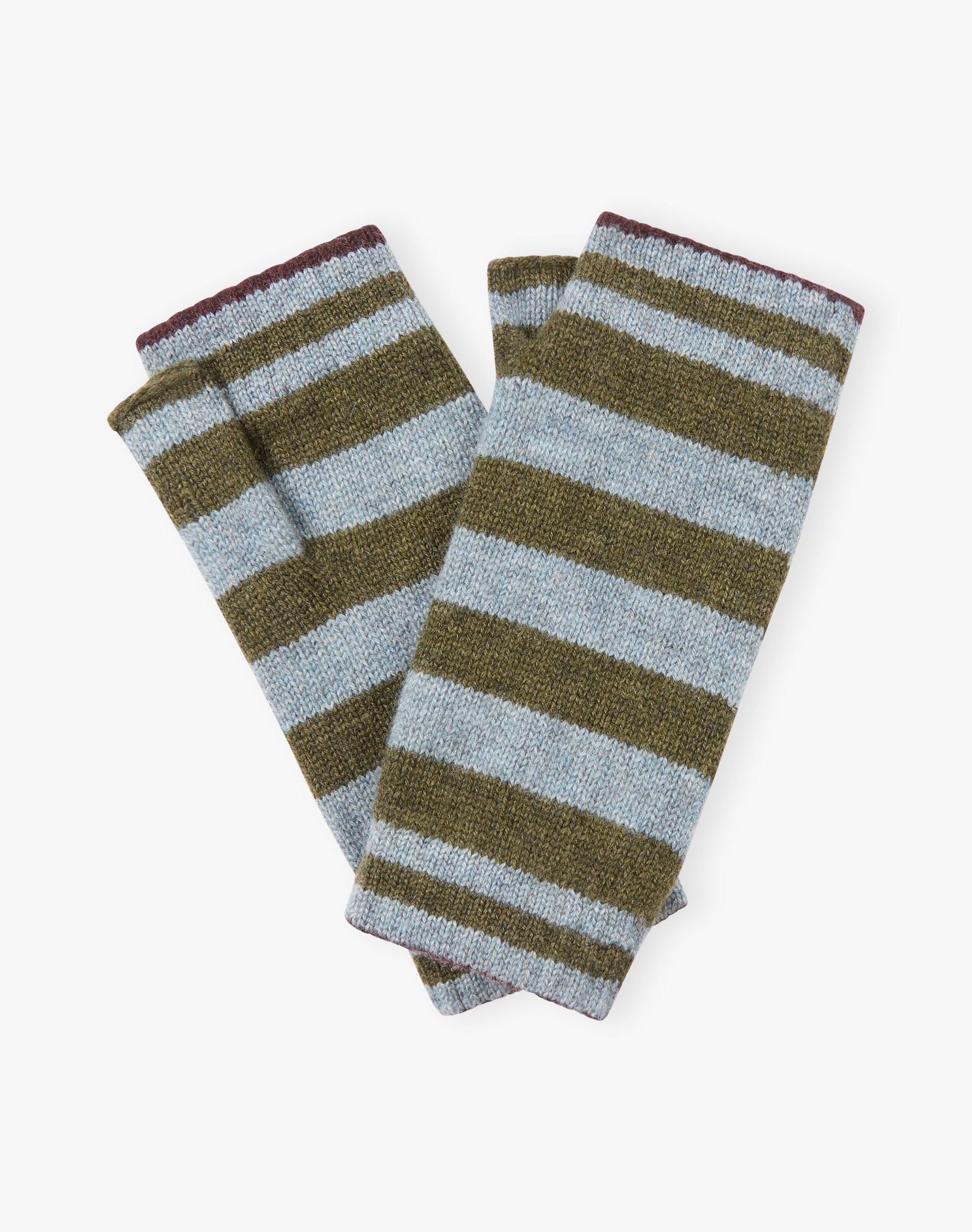 Cashmere Two Tone Stripe Wristwarmers