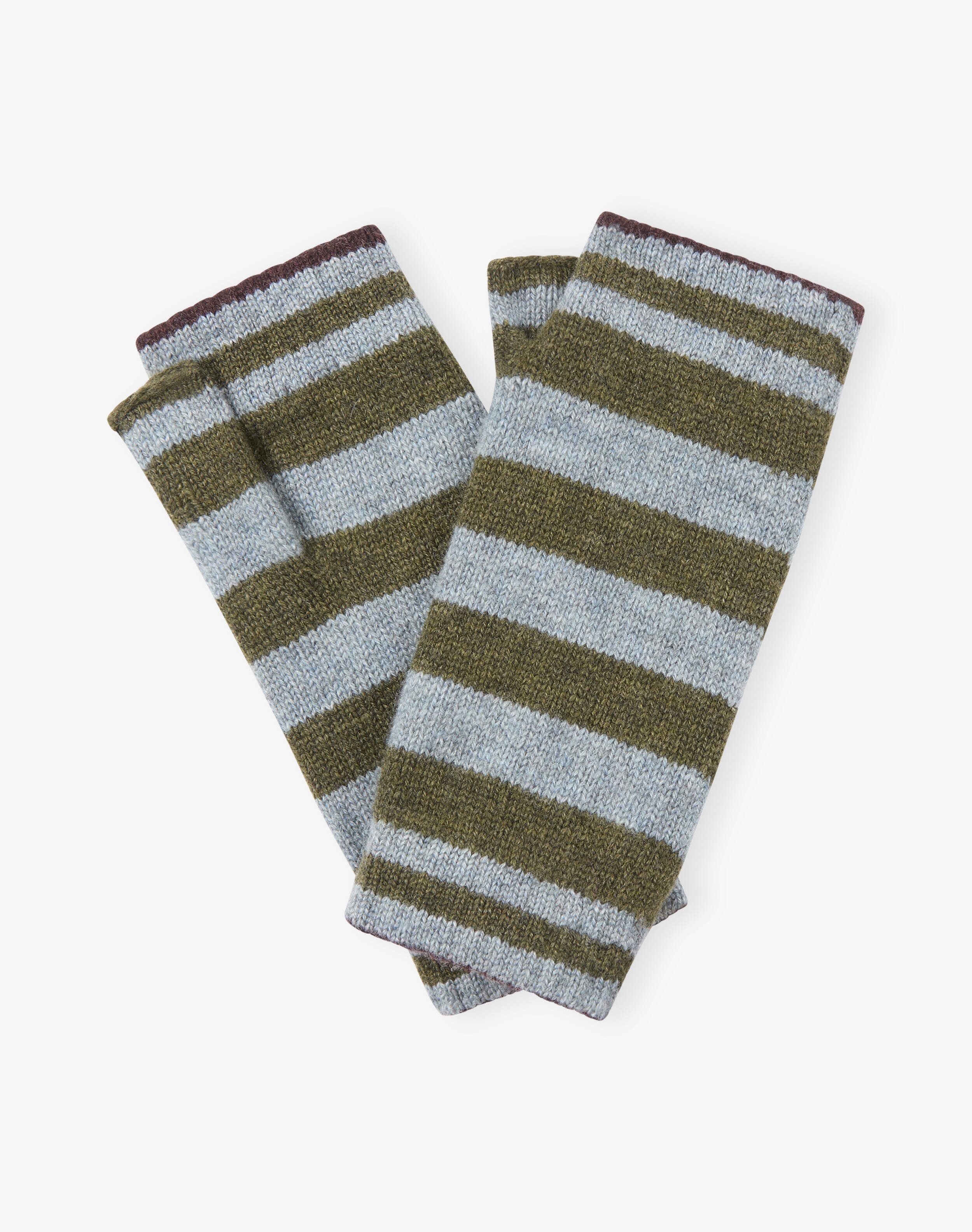 Cashmere Two Tone Stripe Wristwarmers