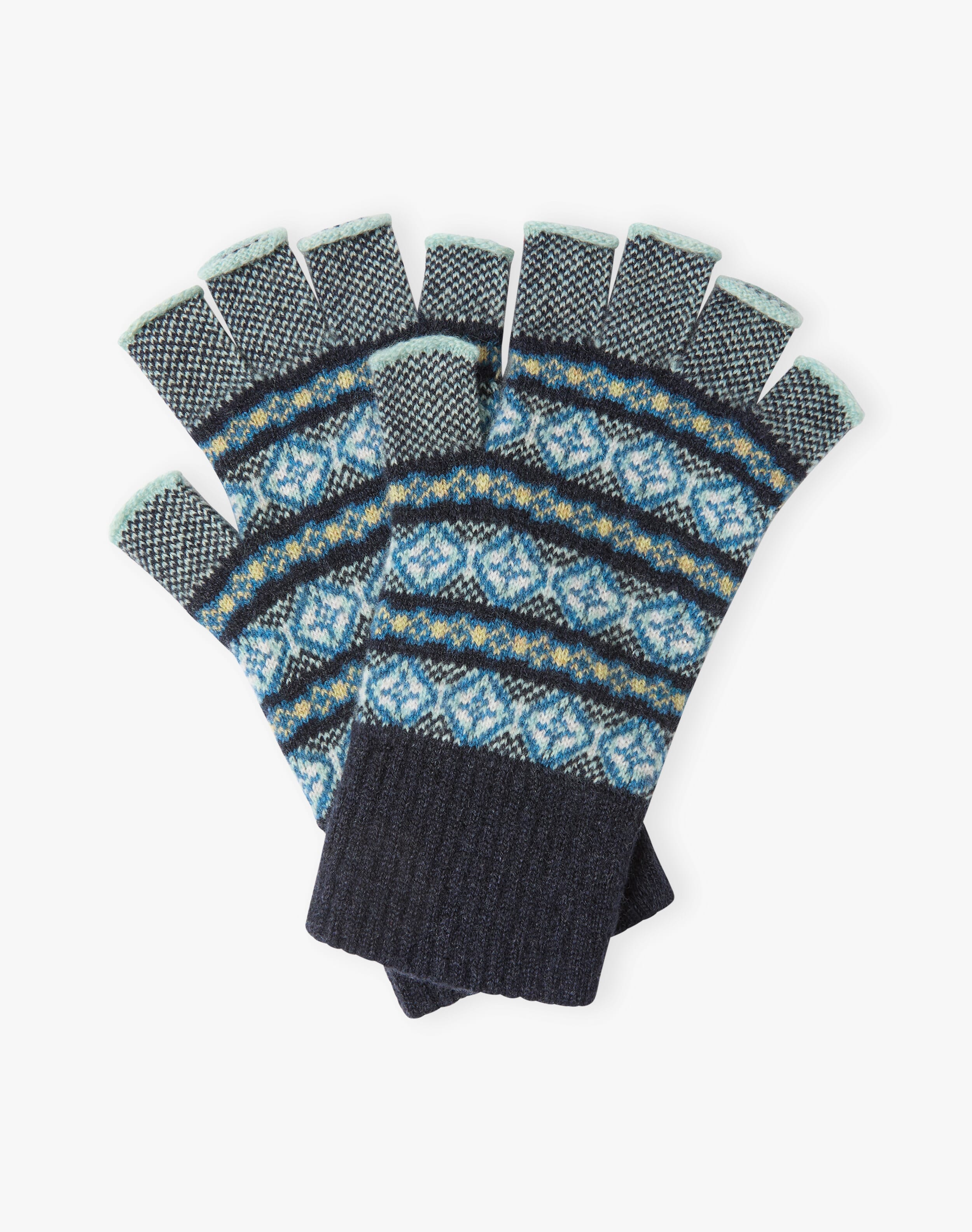 Women's Cashmere Folk Fingerless Gloves
