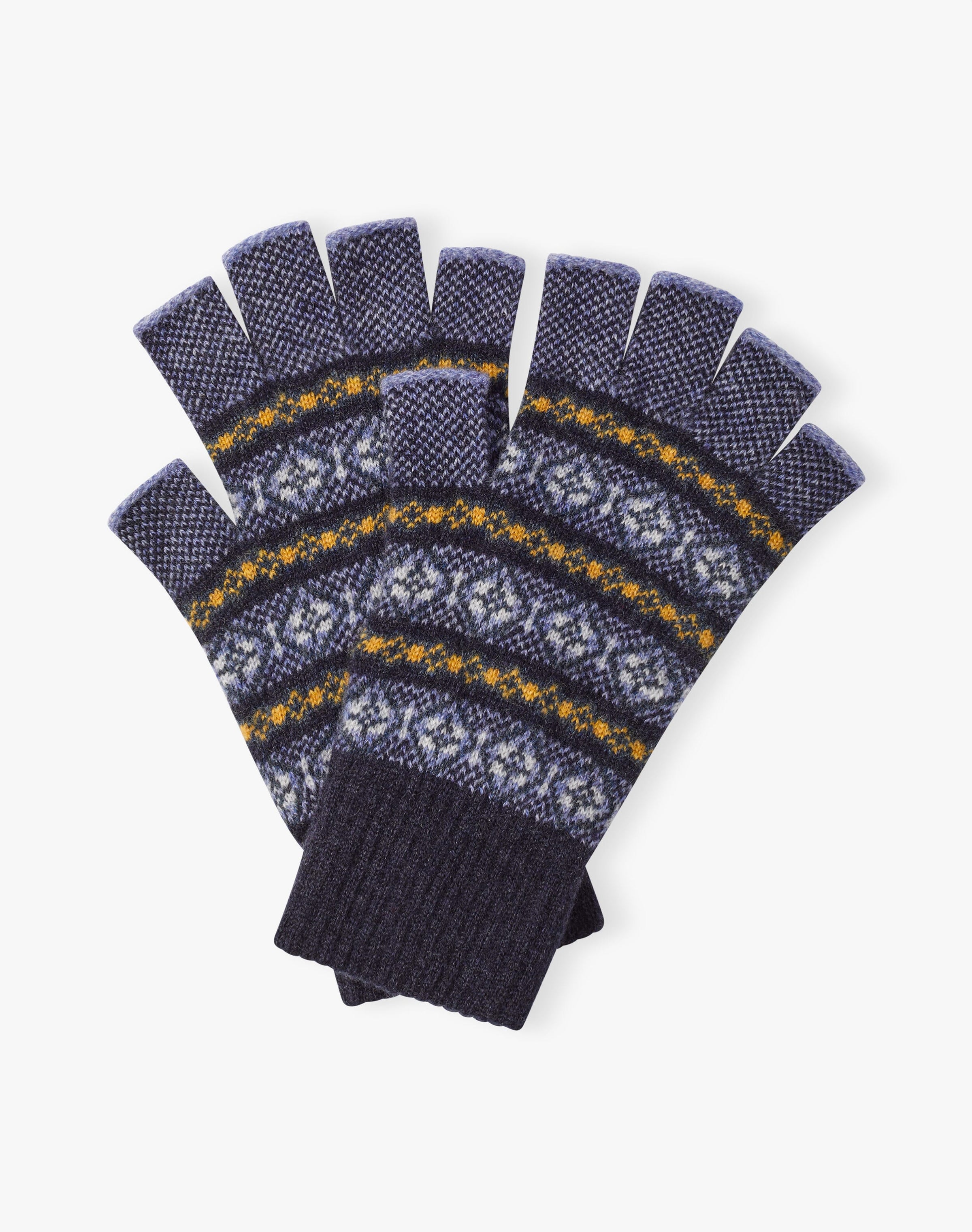 Women's Cashmere Folk Fingerless Gloves