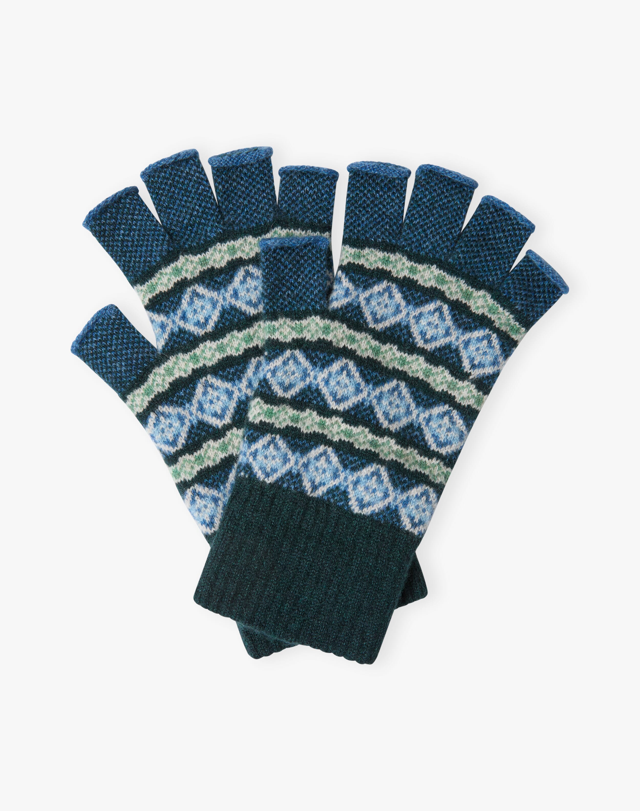 Women's Cashmere Folk Fingerless Gloves