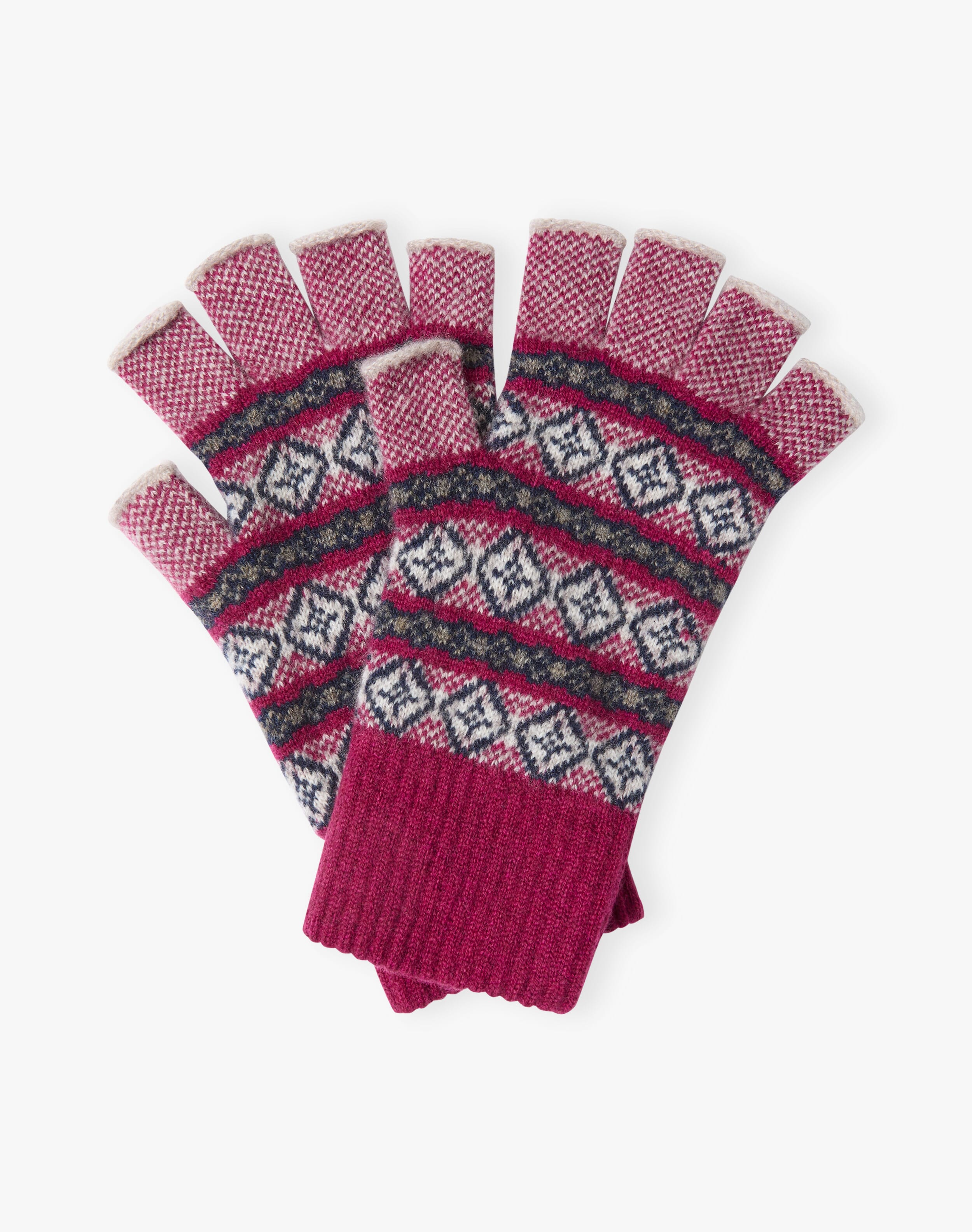 Women's Cashmere Folk Fingerless Gloves