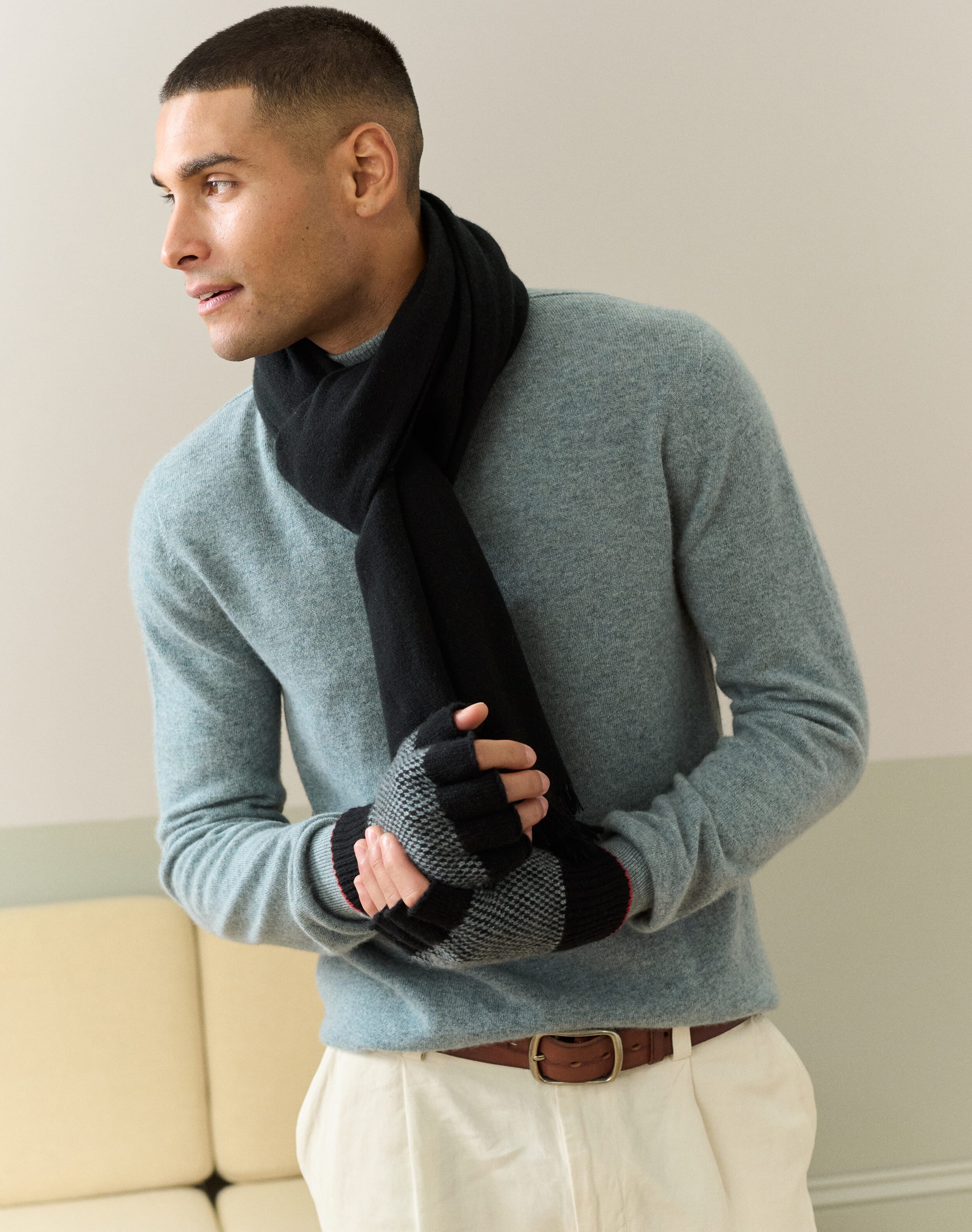 Men's Cashmere Fingerless Gloves