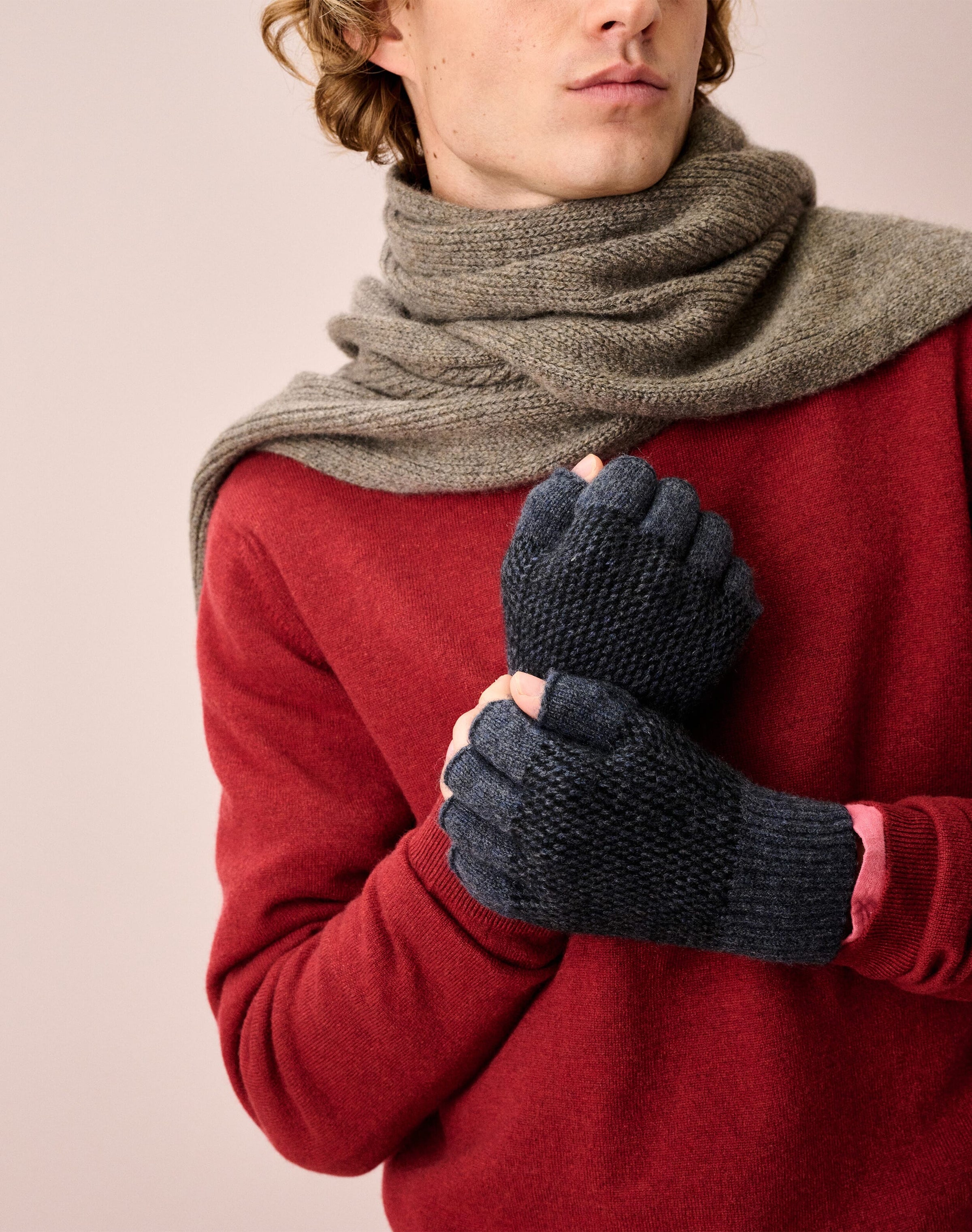 Men's Cashmere Fingerless Gloves