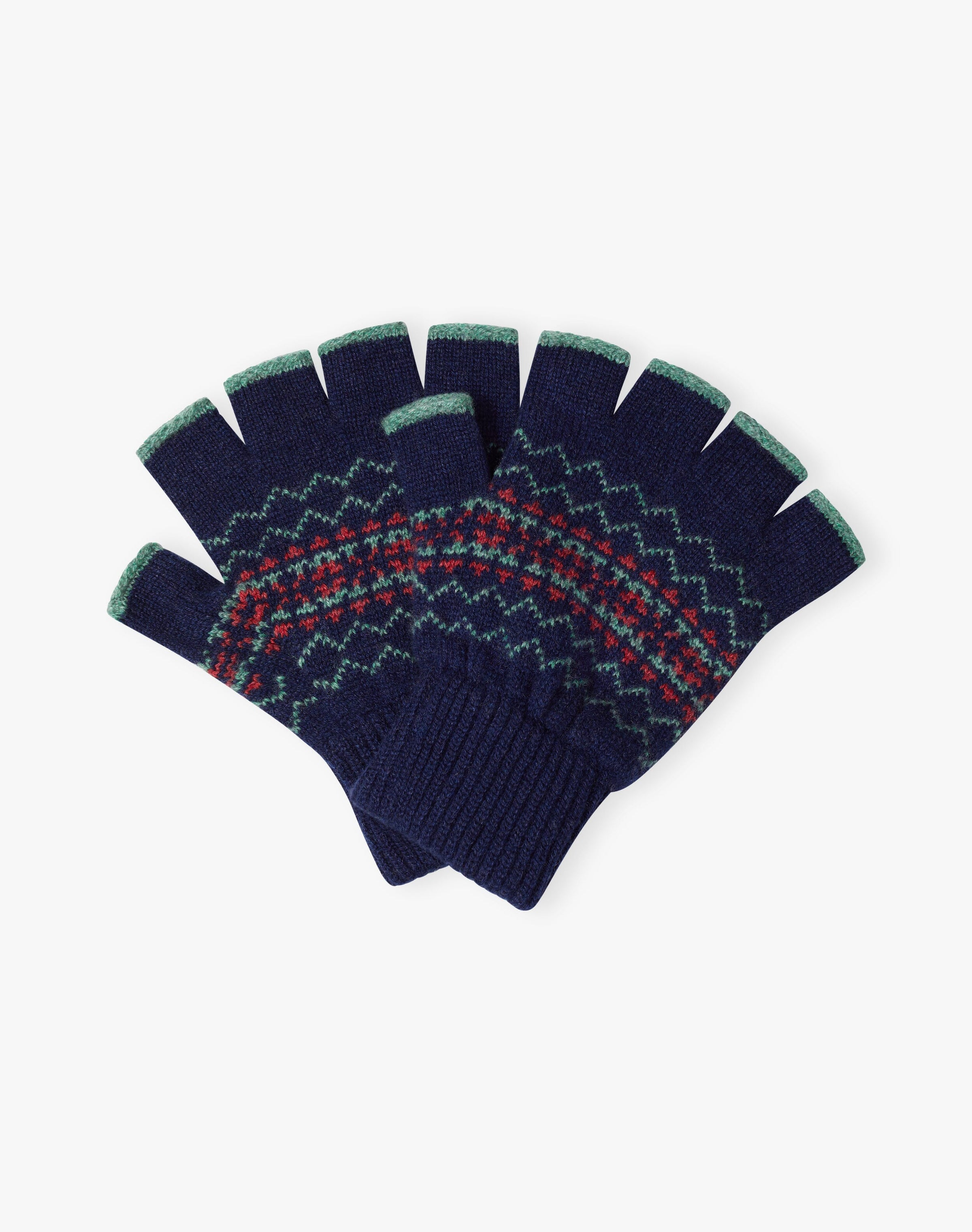 Men's Cashmere Folk Fingerless Gloves