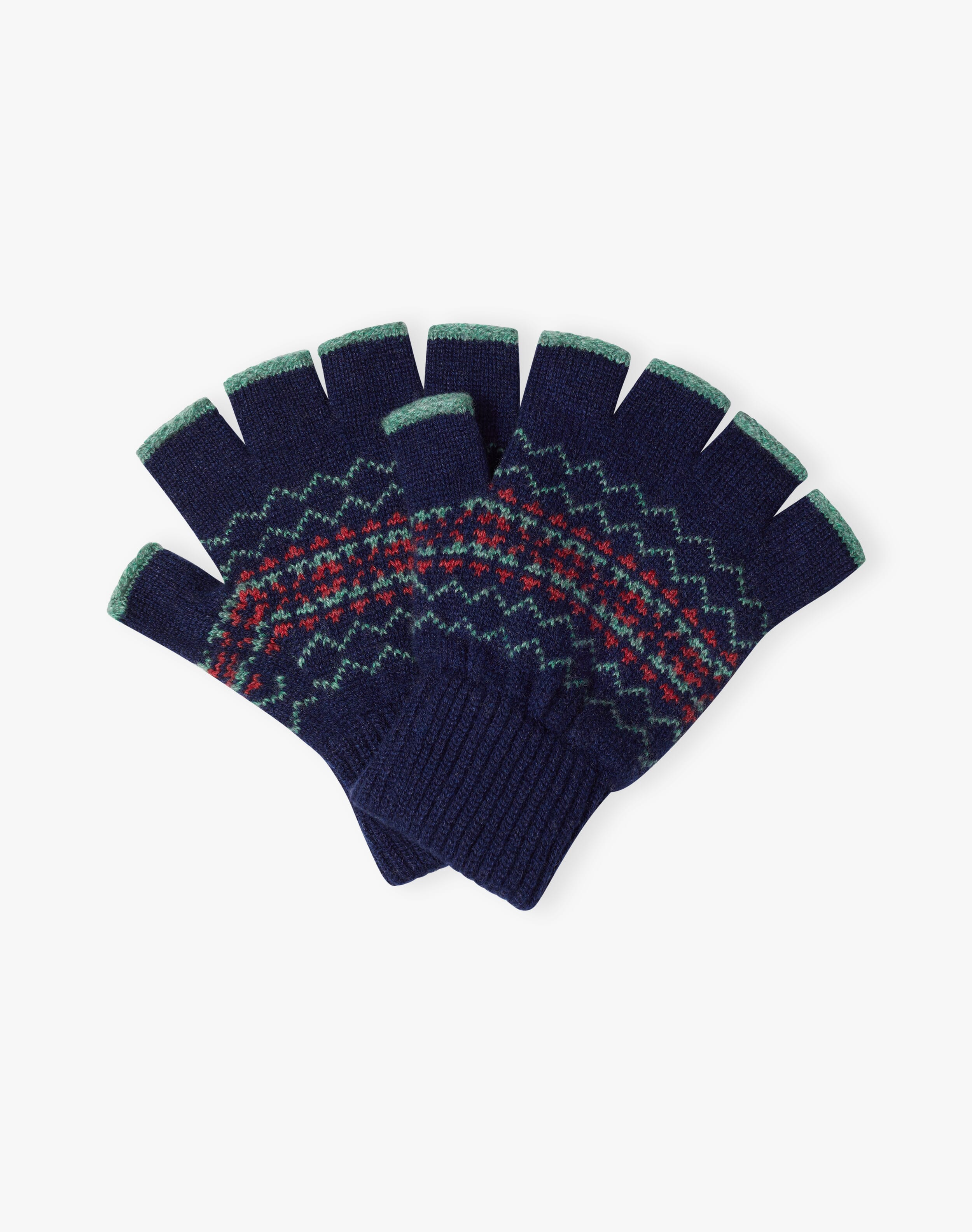 Men's Cashmere Folk Fingerless Gloves