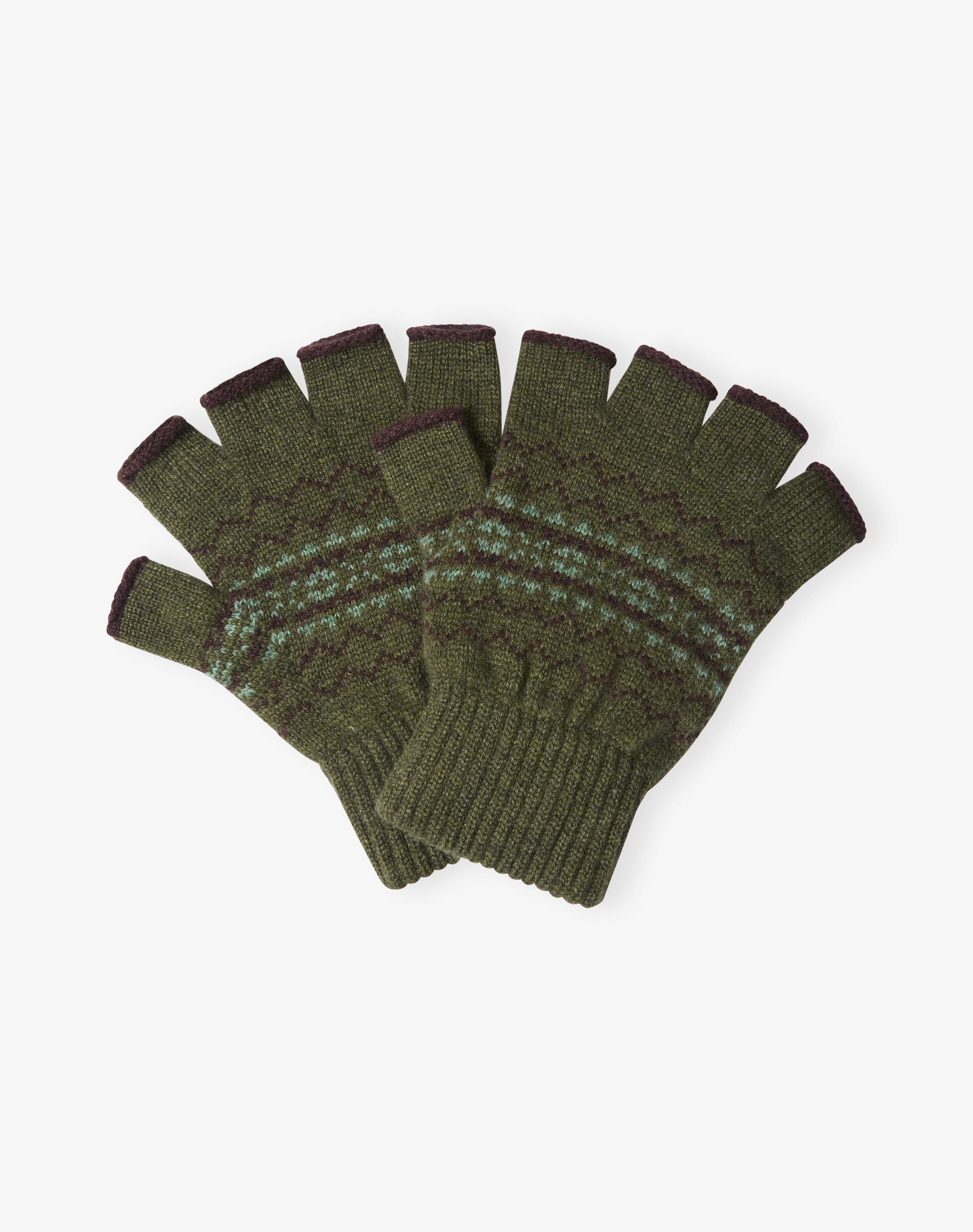 Men's Cashmere Folk Fingerless Gloves