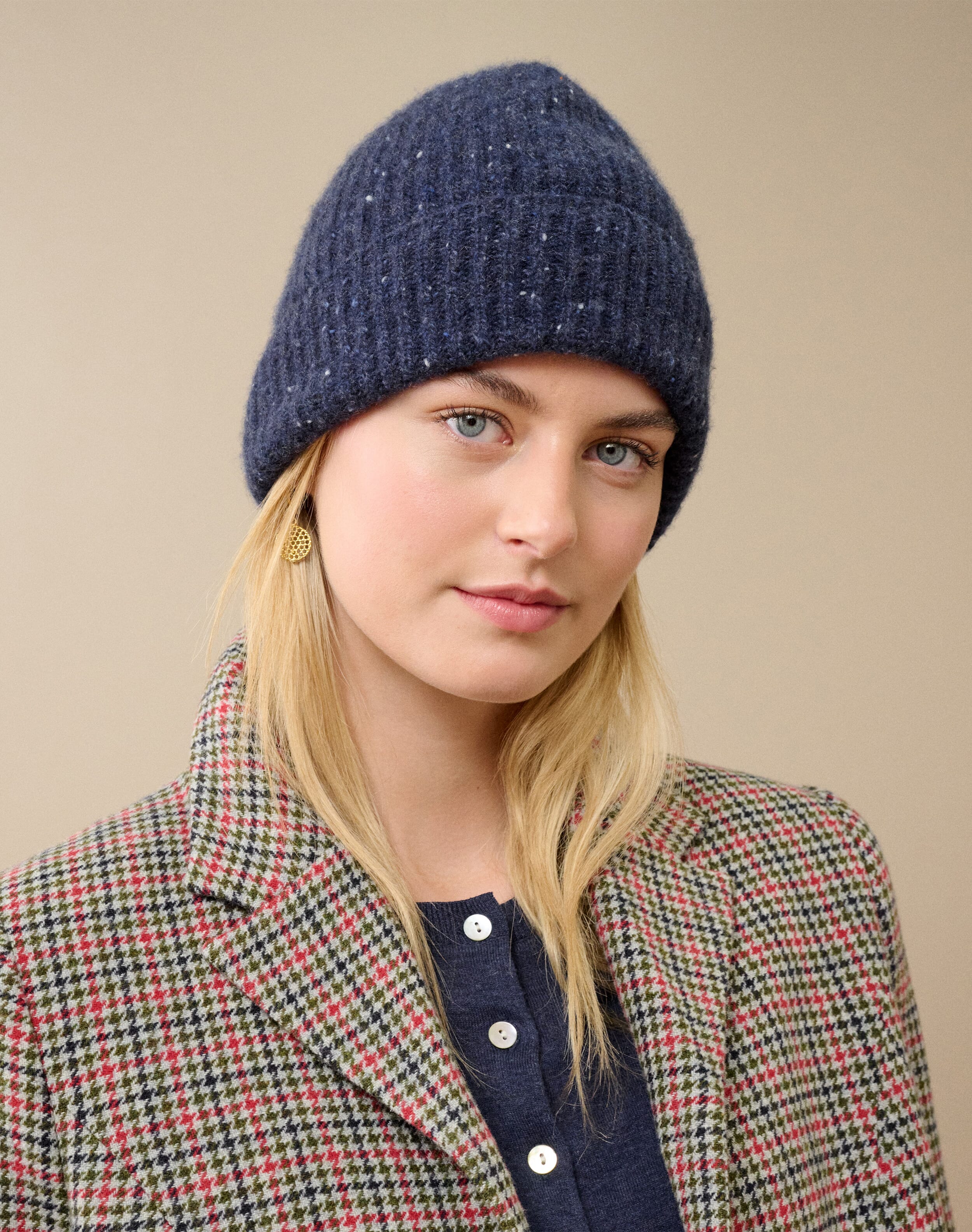 Cashmere Donegal Ribbed Hat