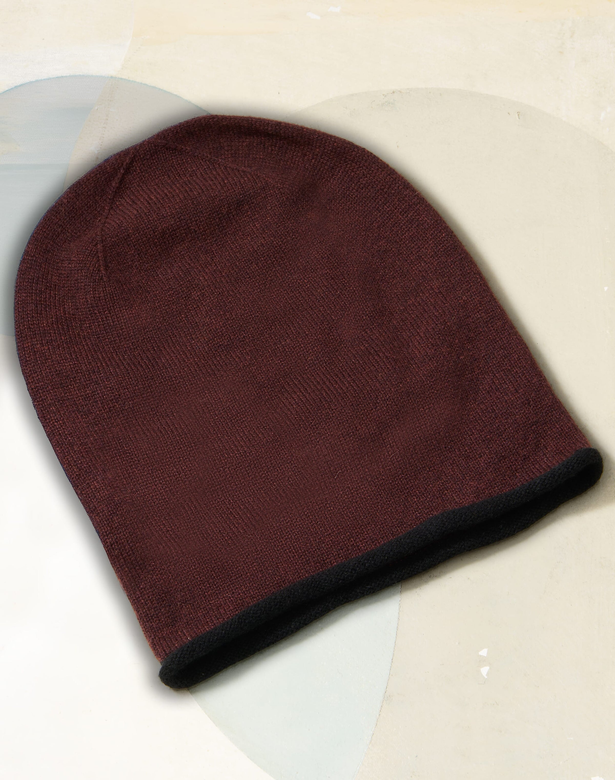 Cashmere Contrast Trim Slouchy Hat