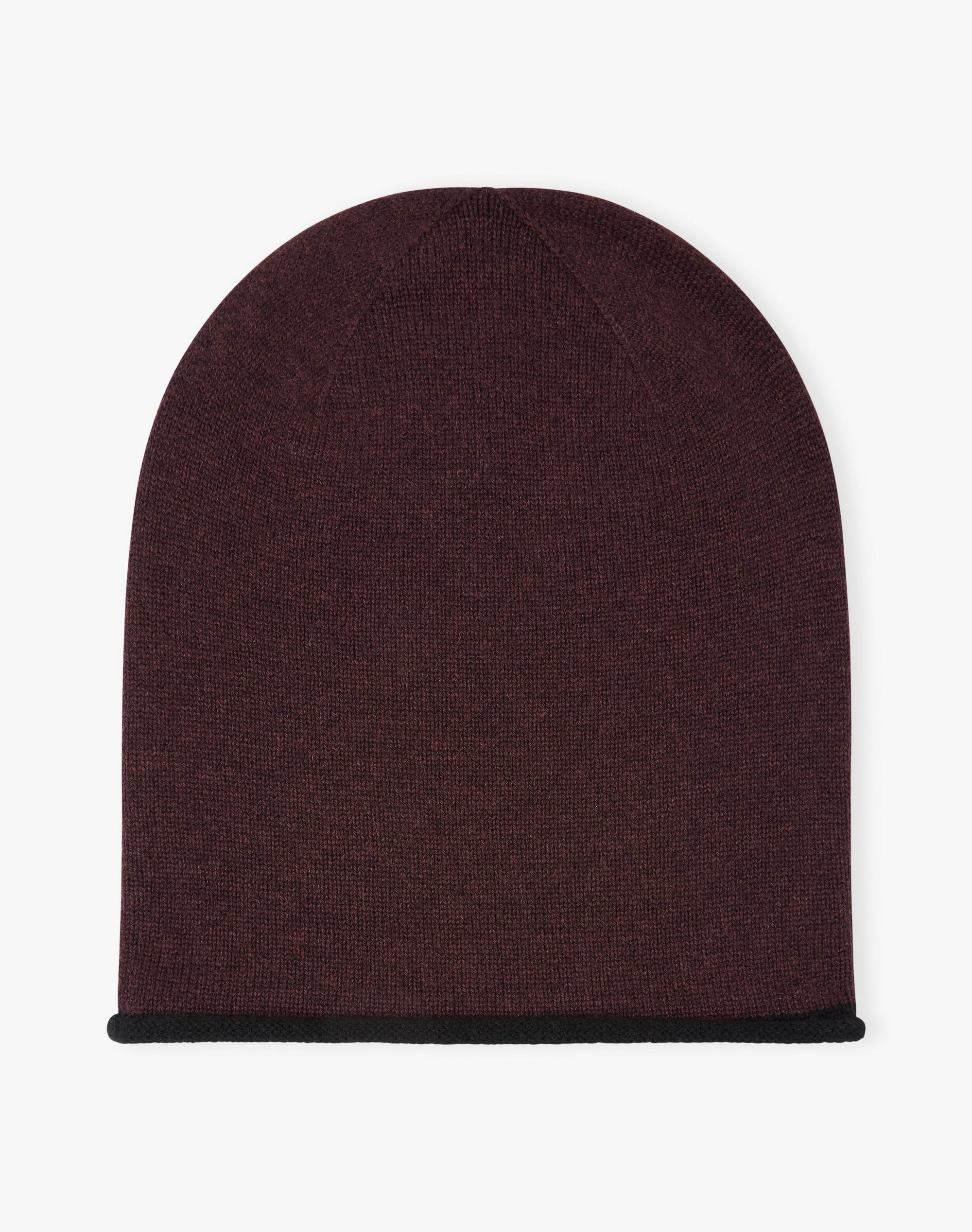 Cashmere Contrast Trim Slouchy Hat