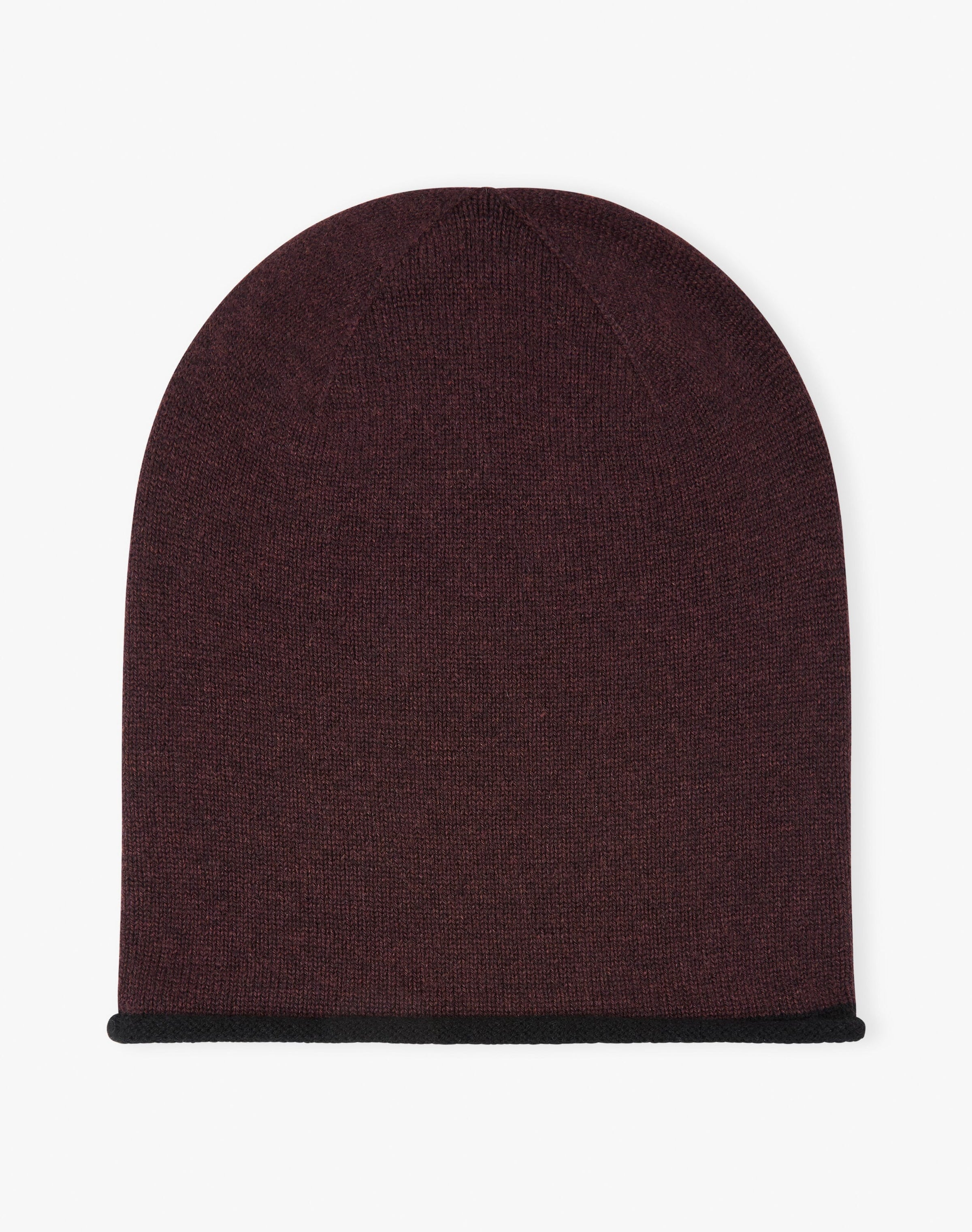 Cashmere Contrast Trim Slouchy Hat