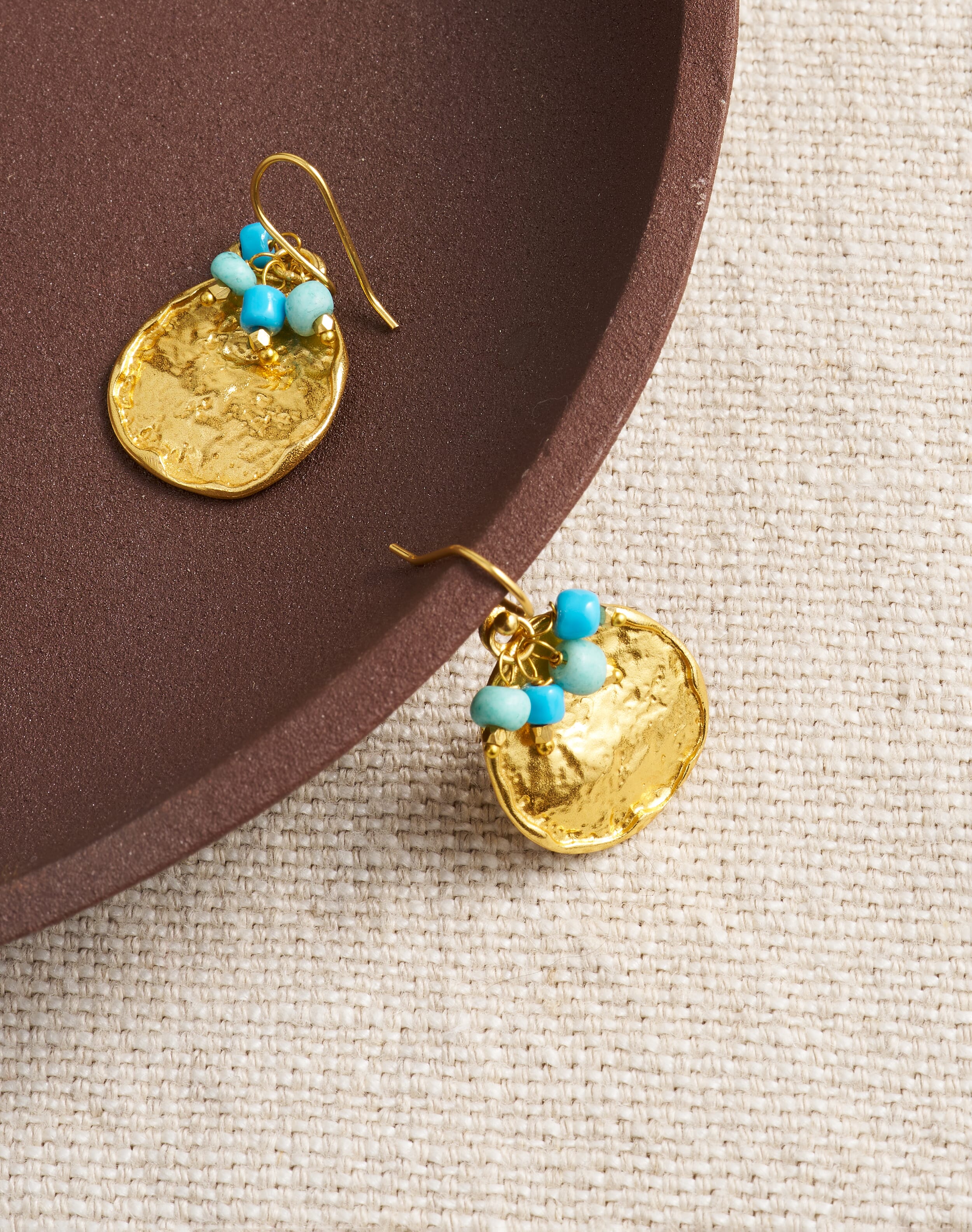 Gold Hammered Disc Earrings