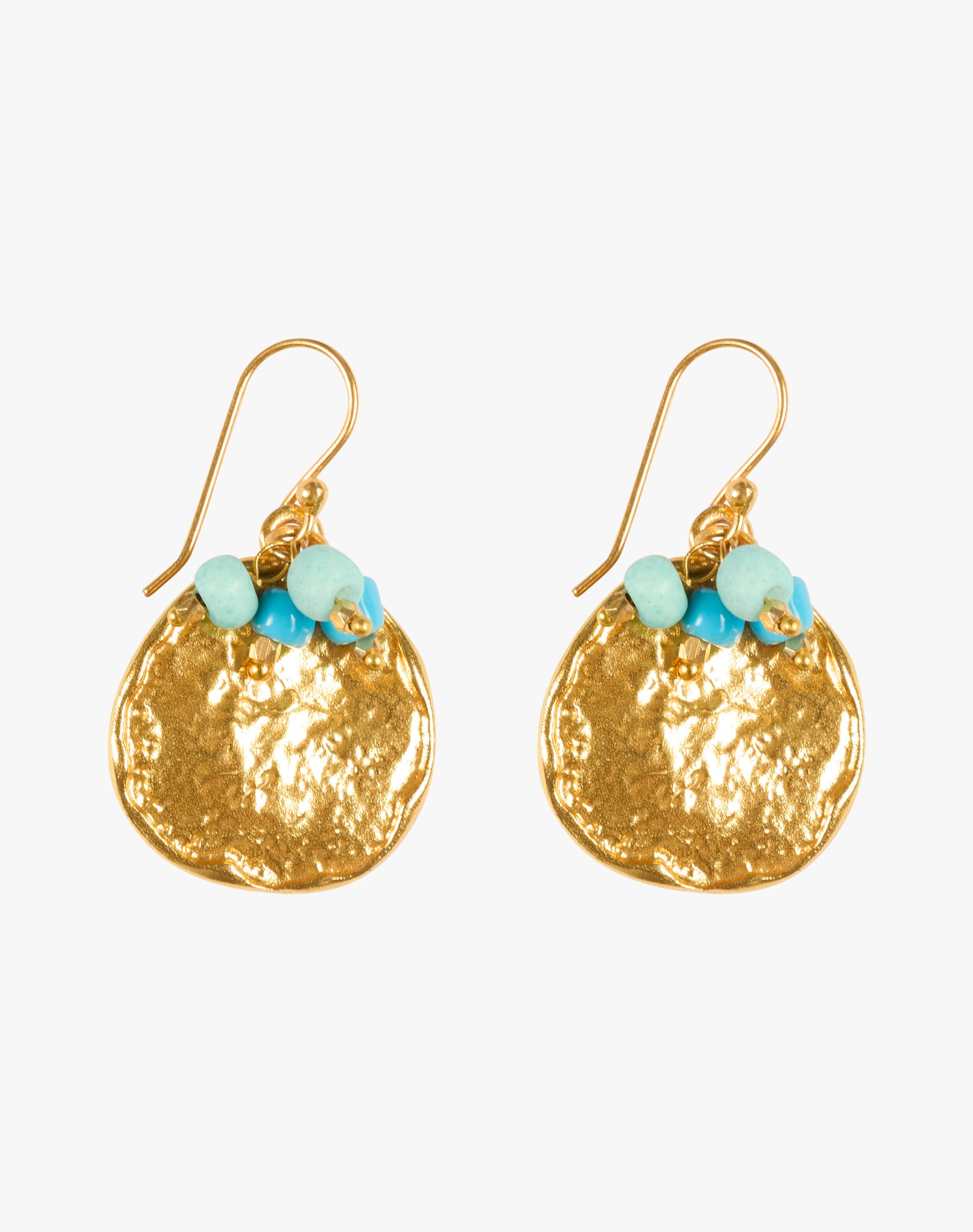 Gold Hammered Disc Earrings