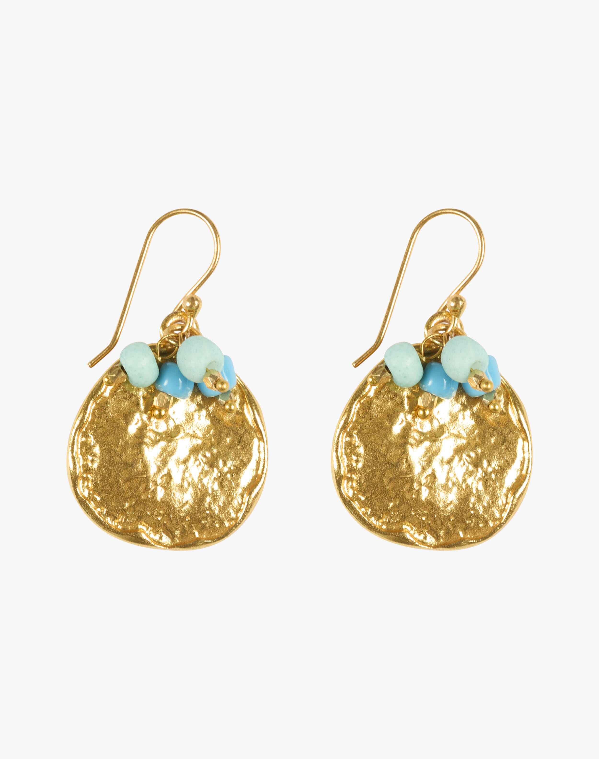 Gold Hammered Disc Earrings