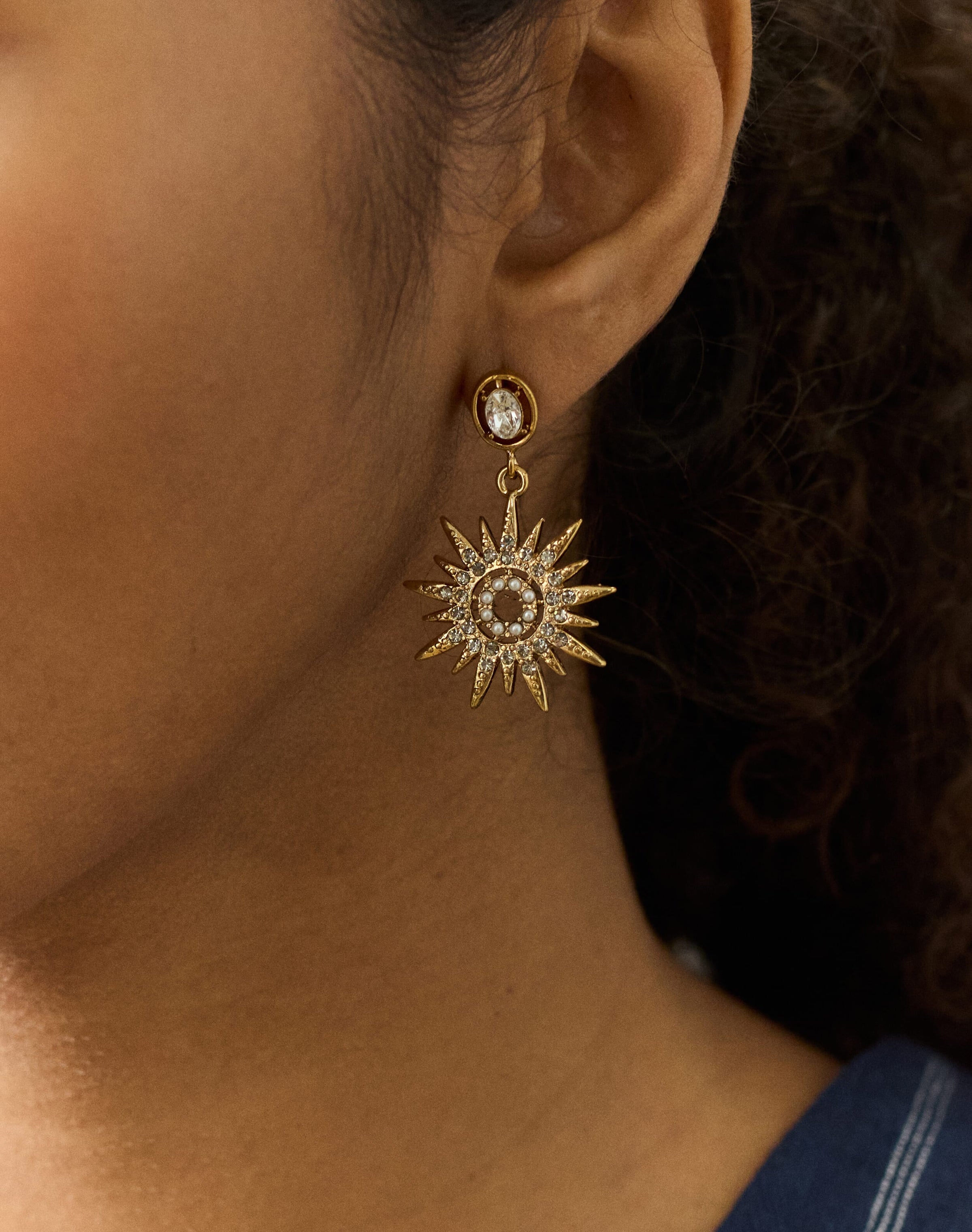 Diamante Star Drop Earrings