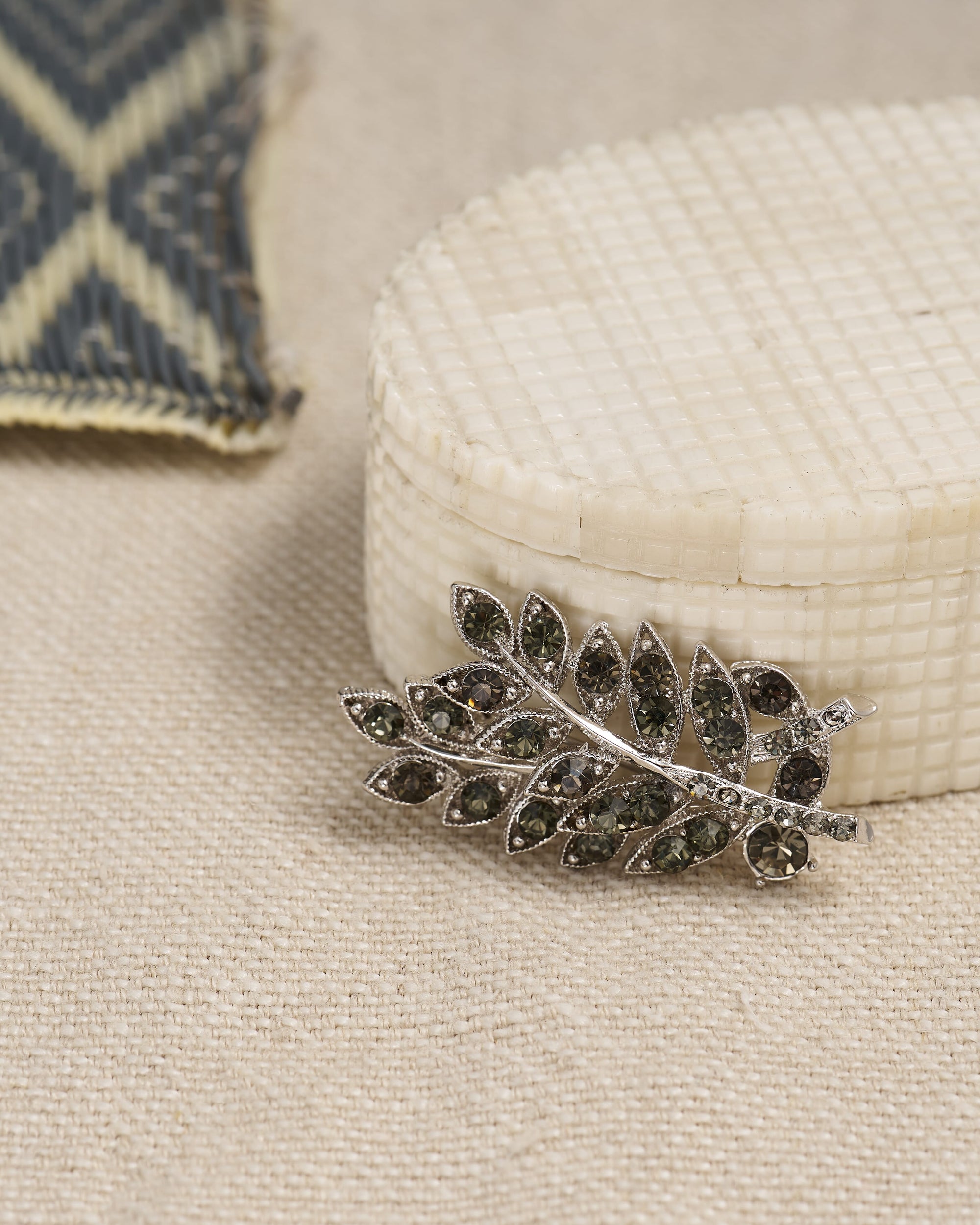 Crystal Leaf Brooch