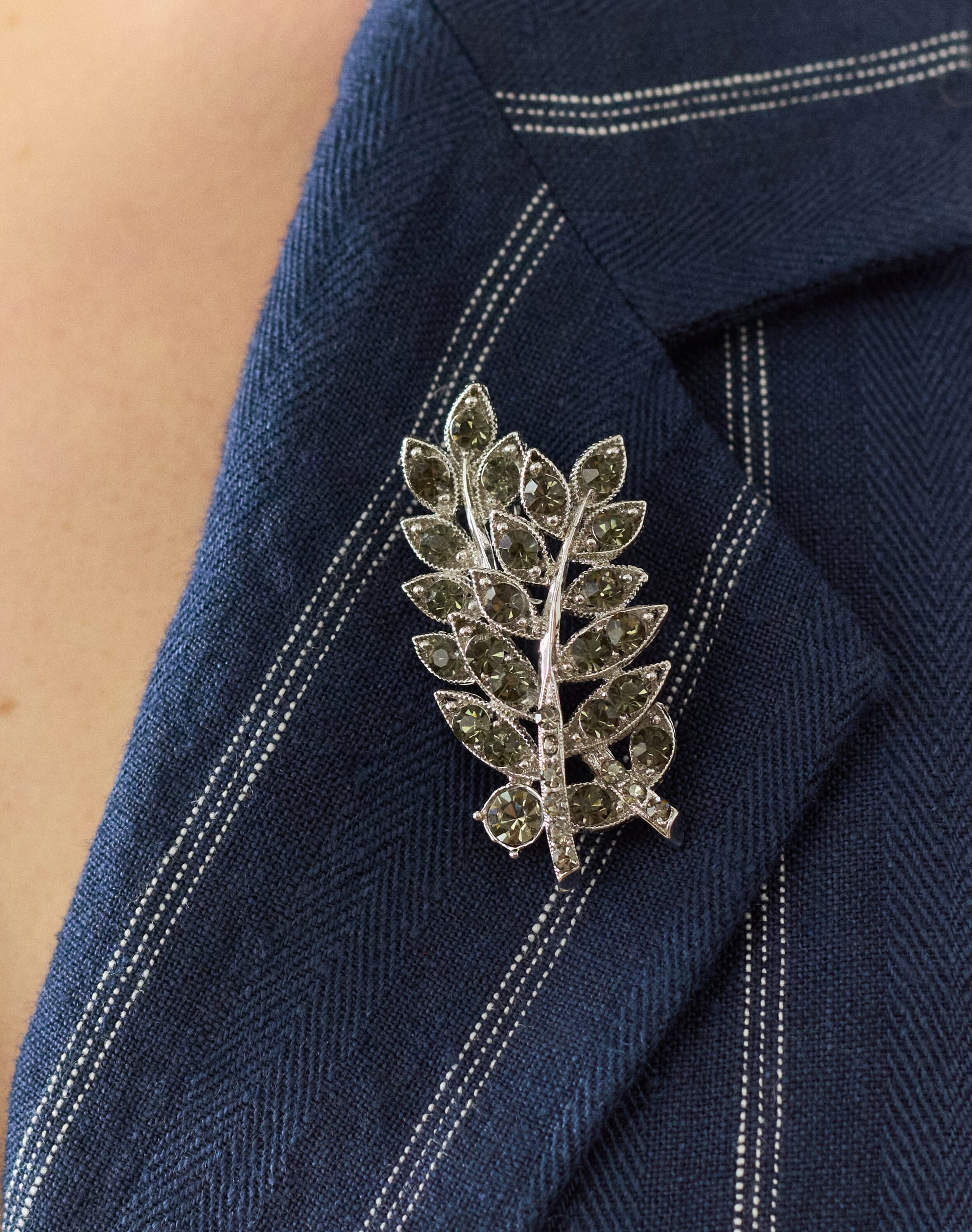 Crystal Leaf Brooch