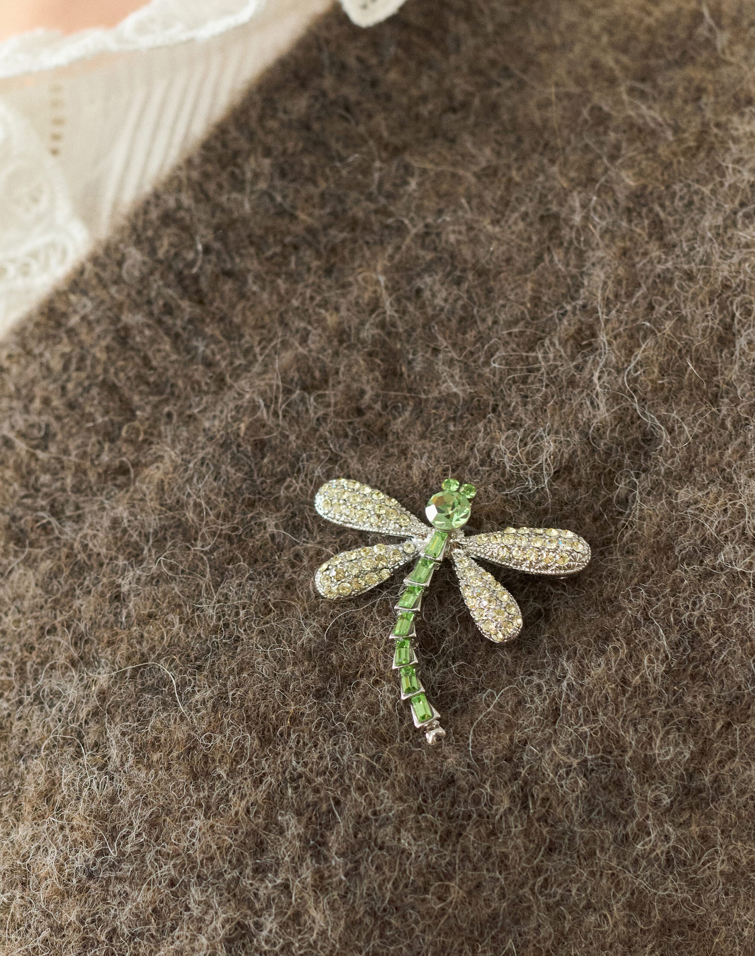 Crystal Dragonfly Brooch