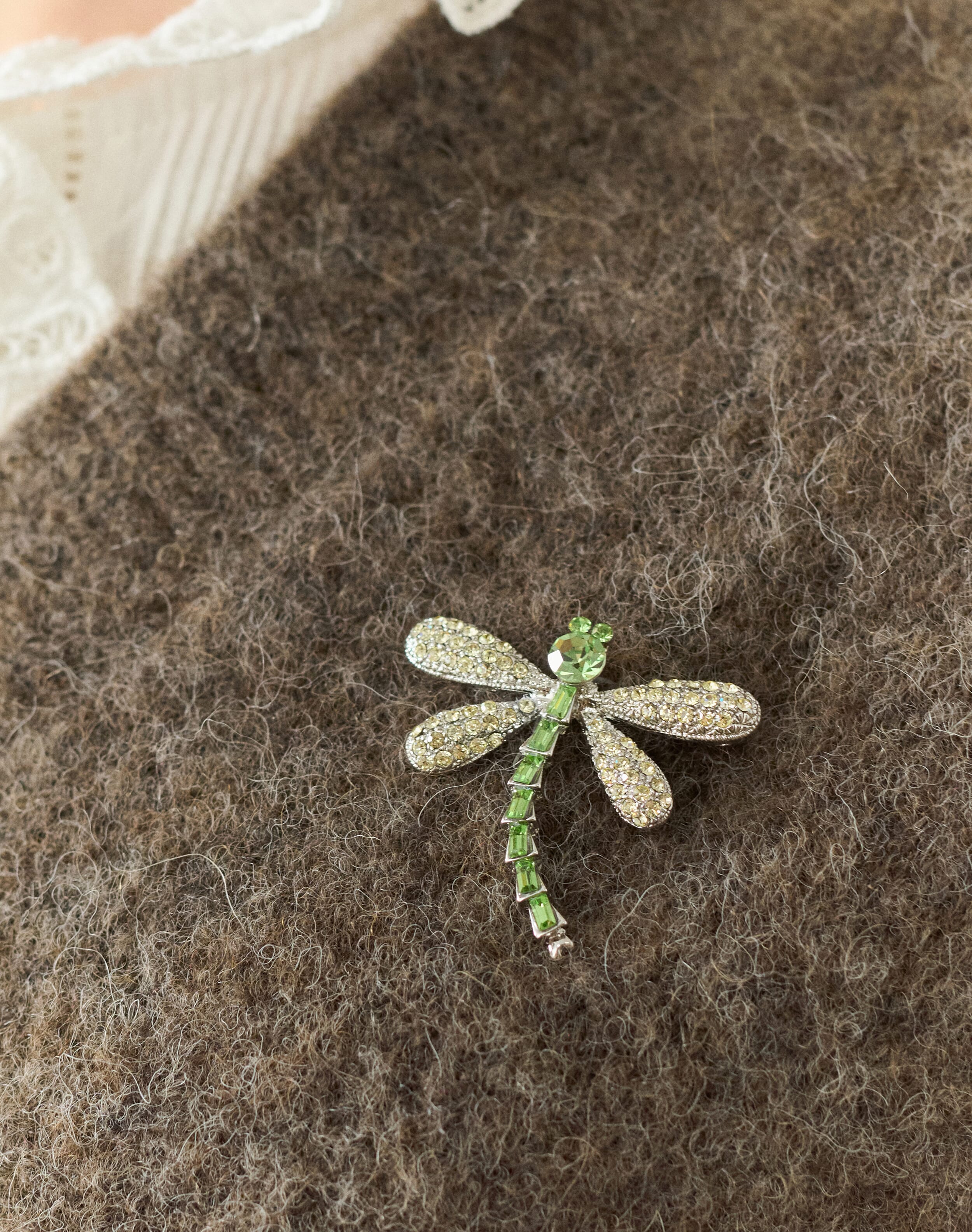 Crystal Dragonfly Brooch