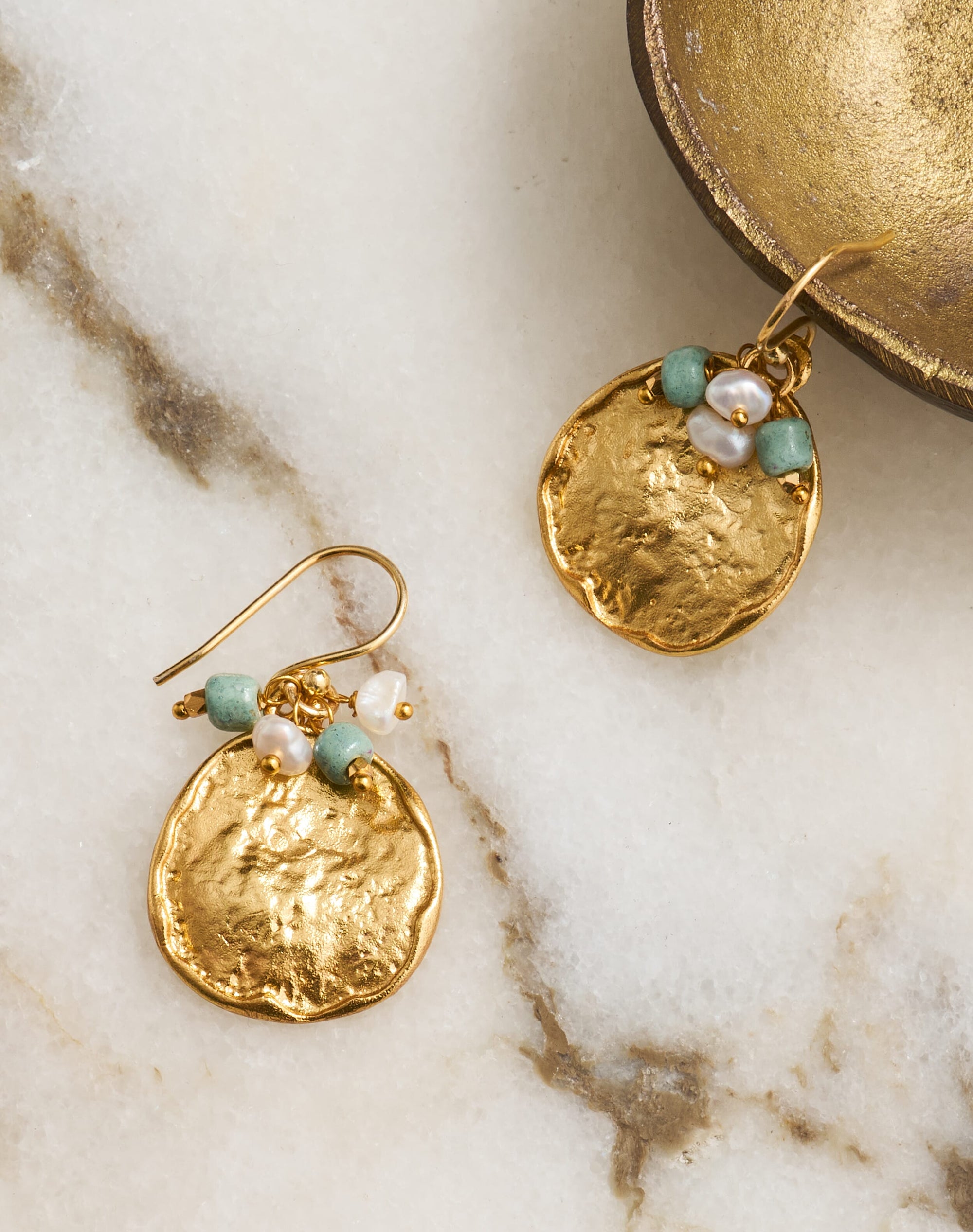 Gold Hammered Disc Earrings