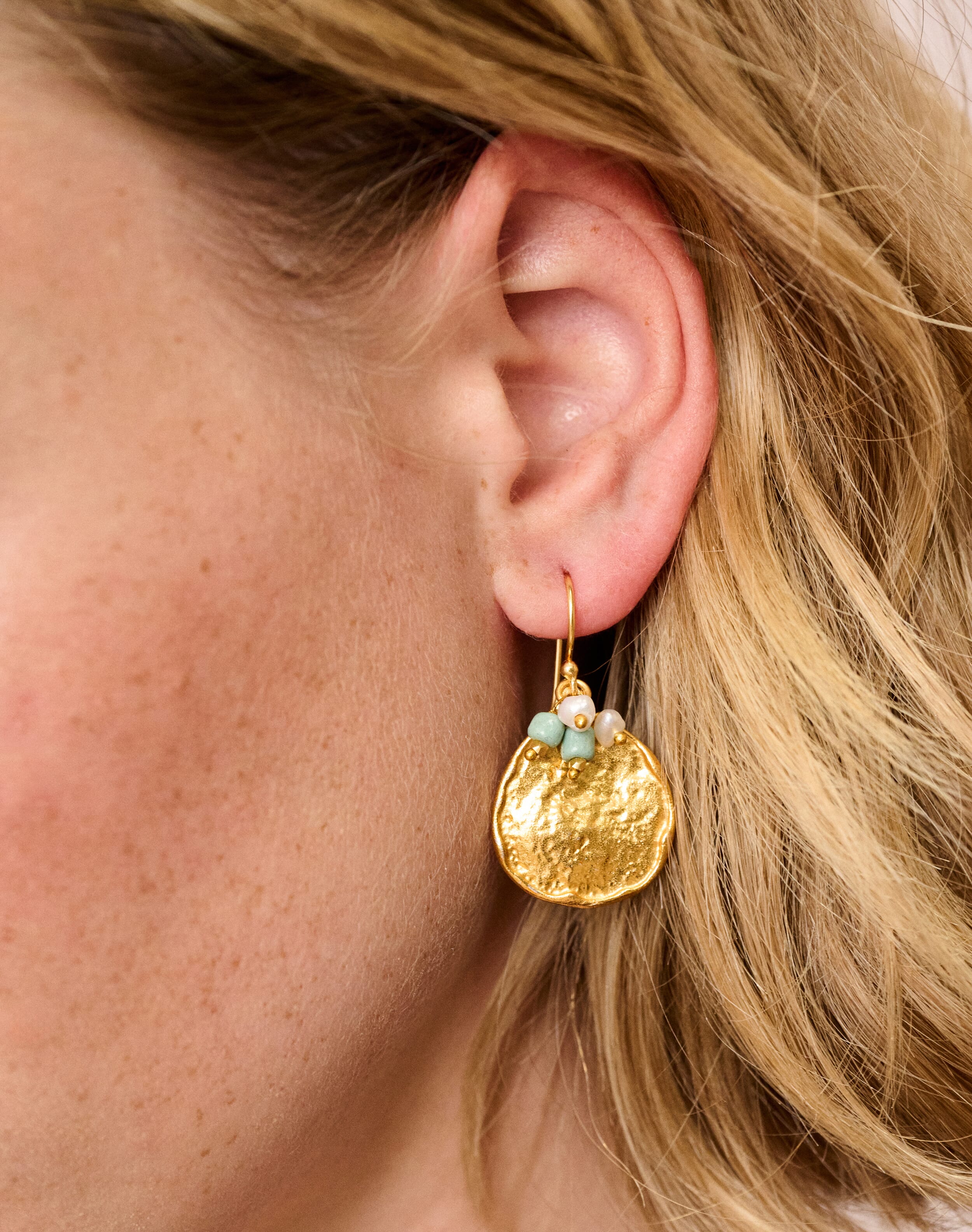 Gold Hammered Disc Earrings