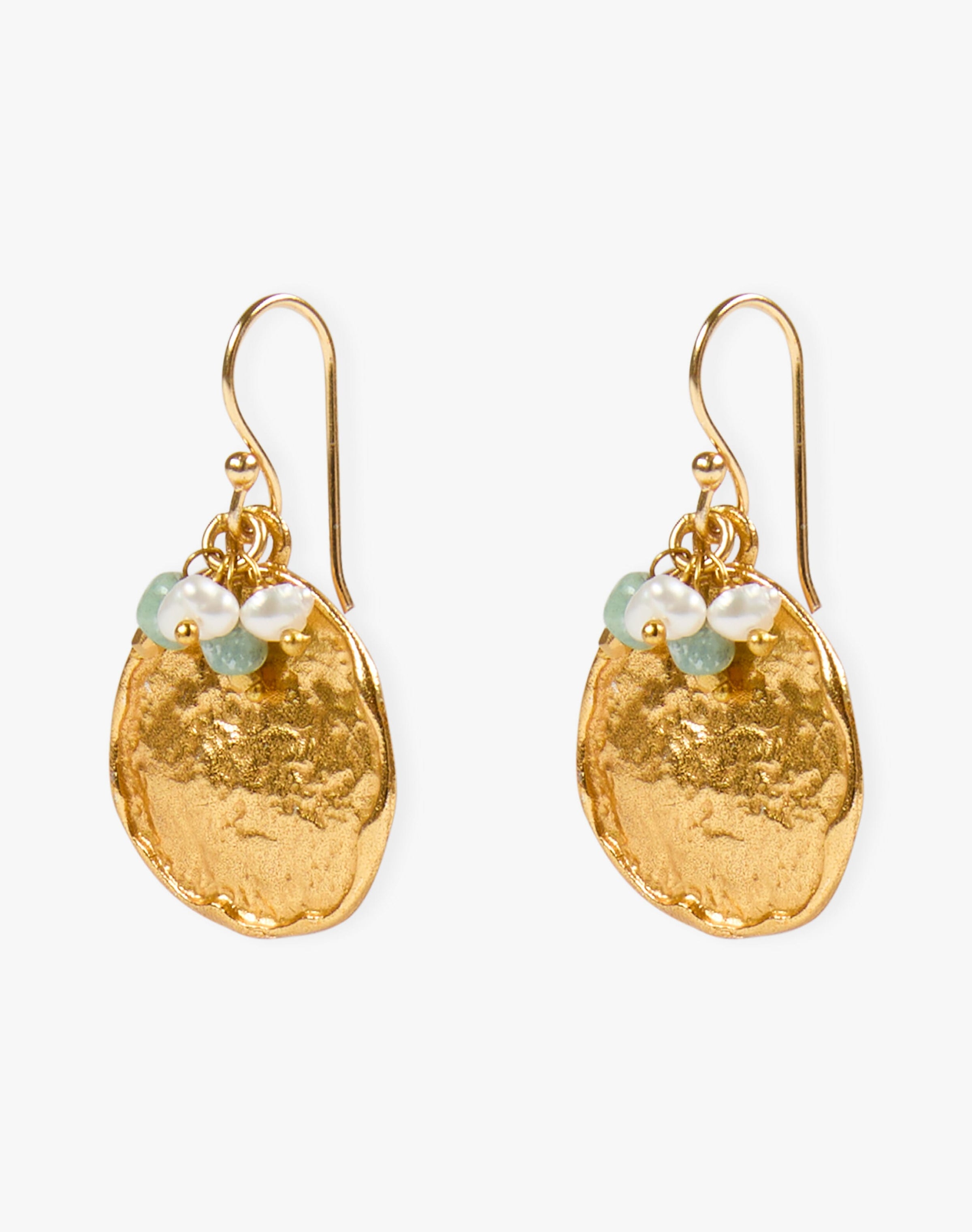 Gold Hammered Disc Earrings