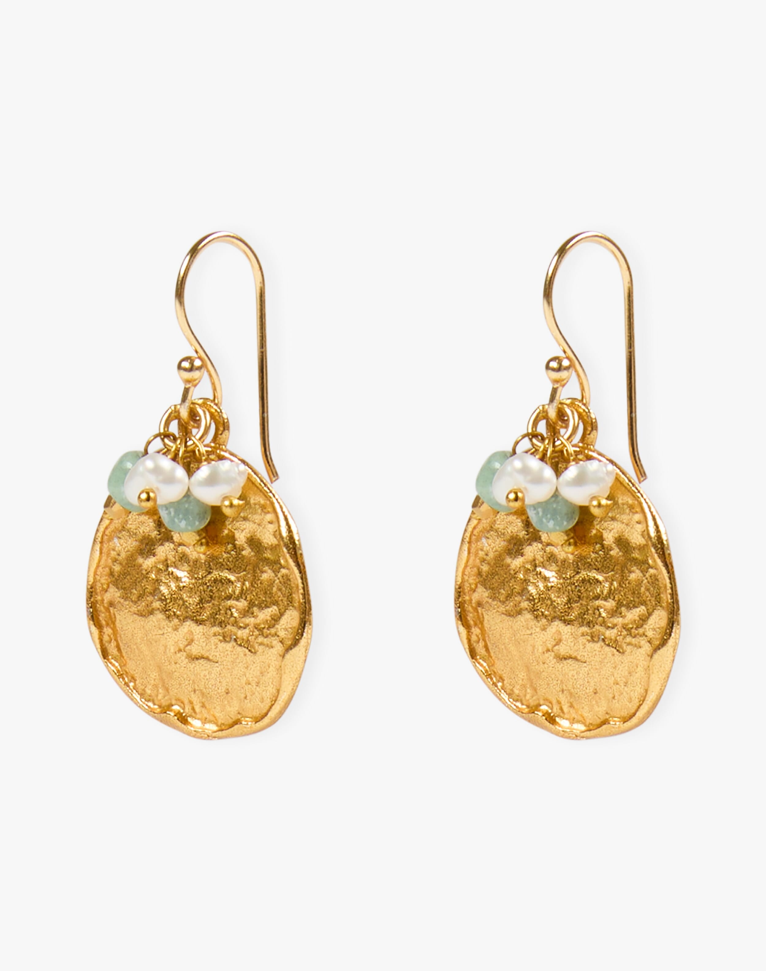 Gold Hammered Disc Earrings