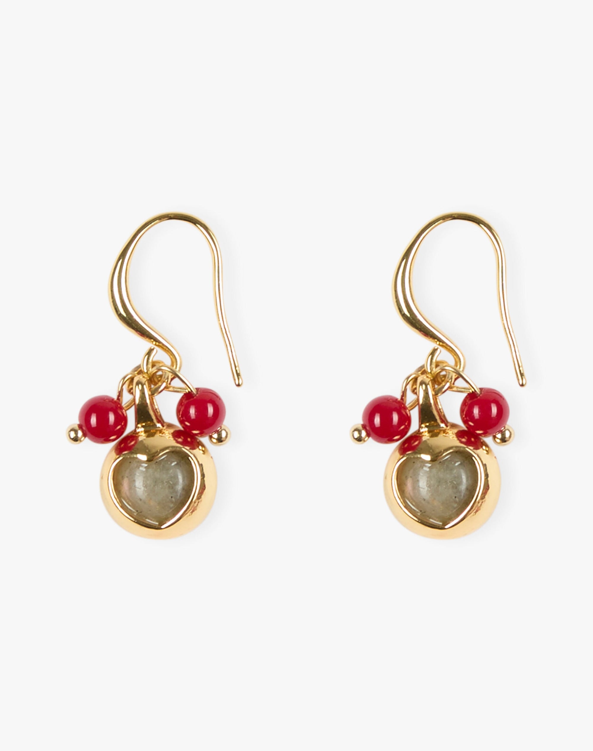 Beads & Heart Pendant Earrings