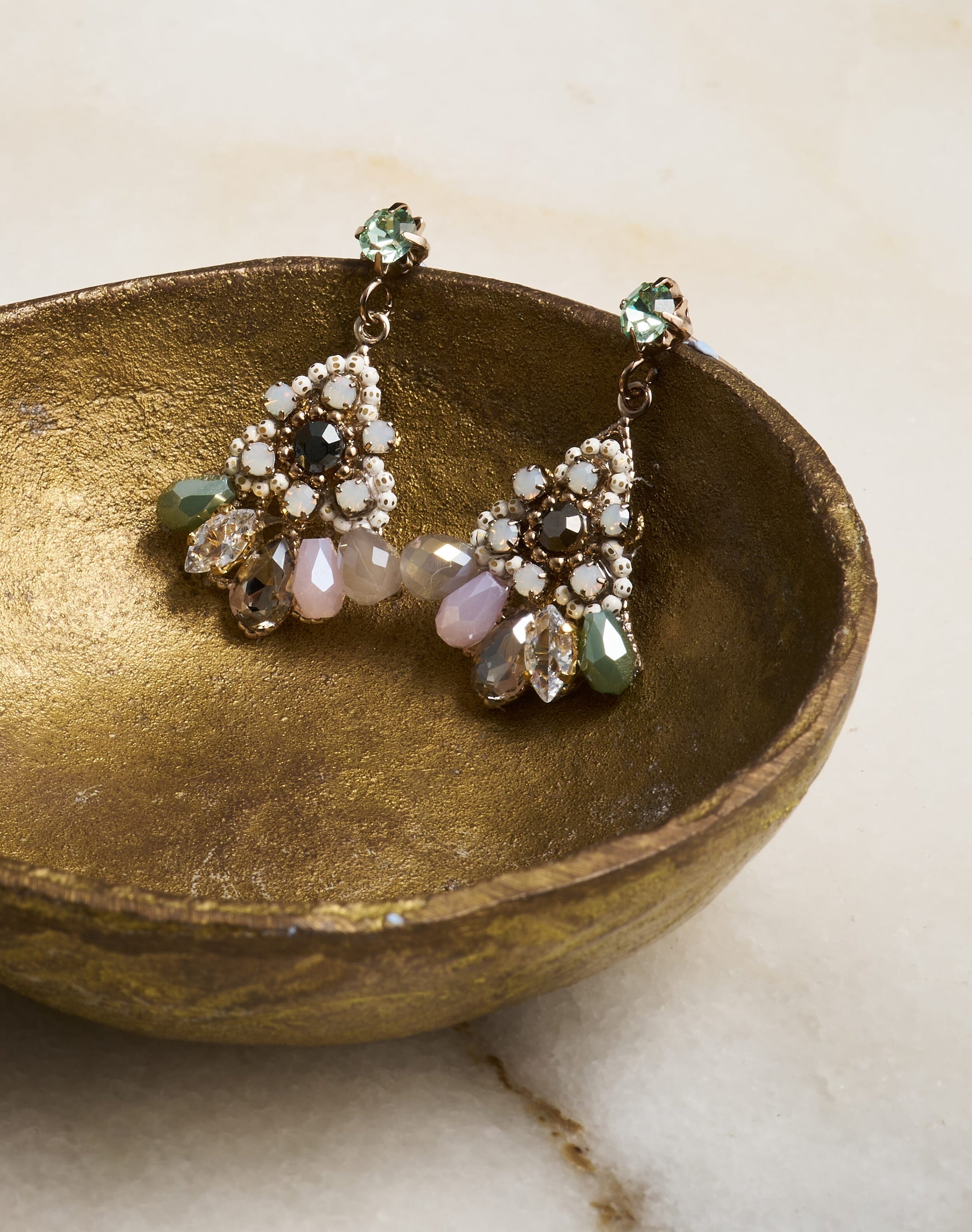 Crystal Flower Pendant Earrings