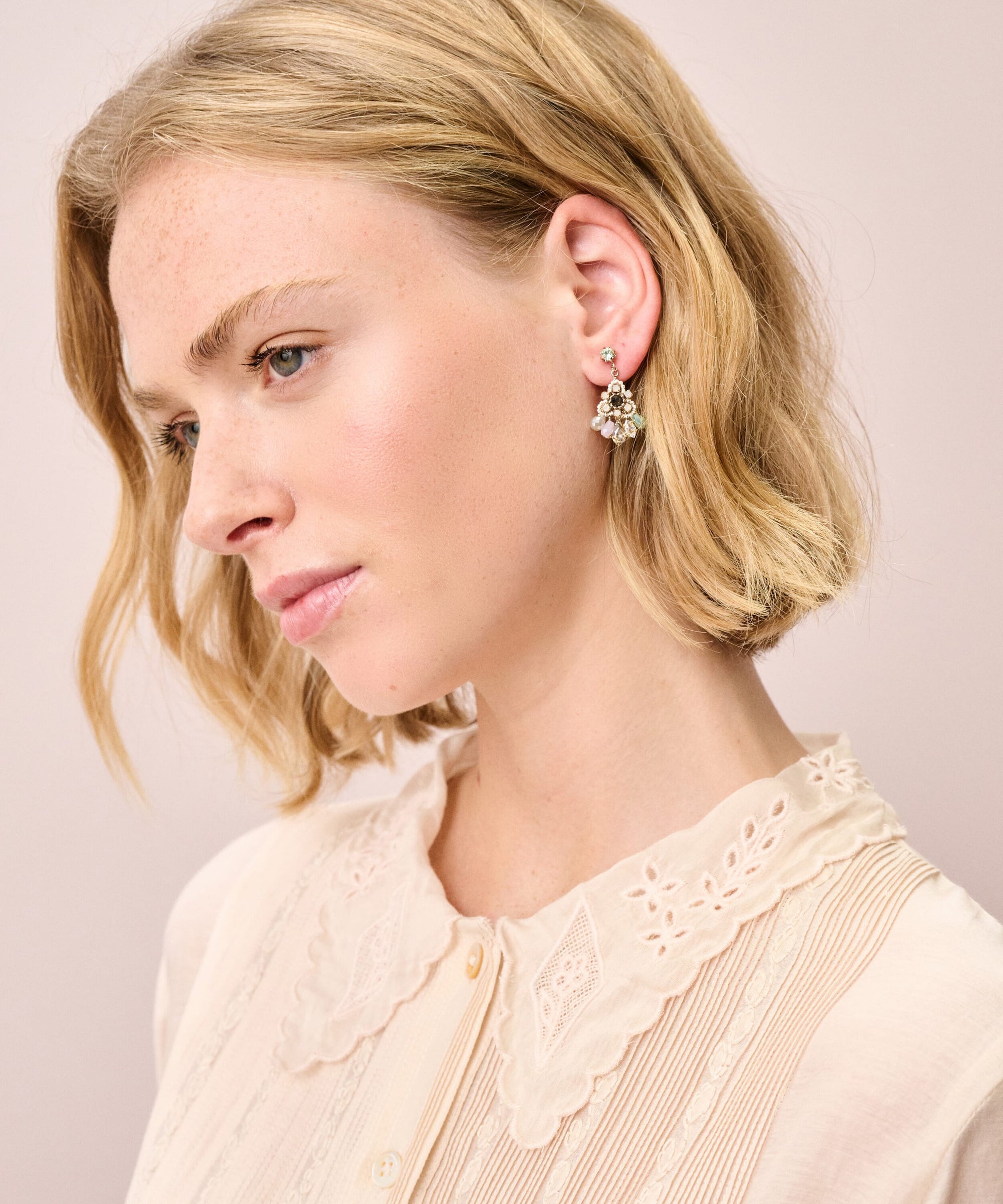 Crystal Flower Pendant Earrings