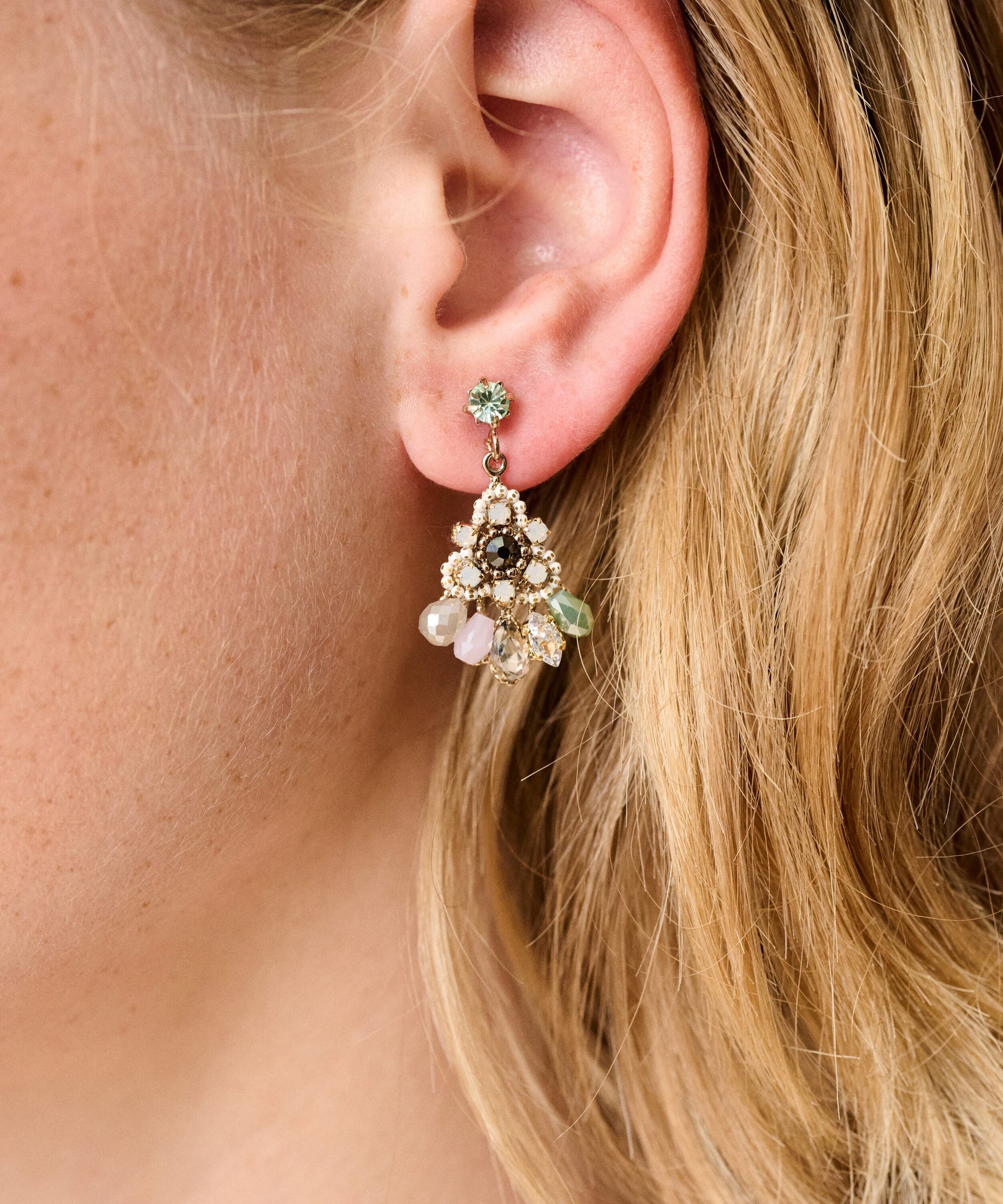 Crystal Flower Pendant Earrings