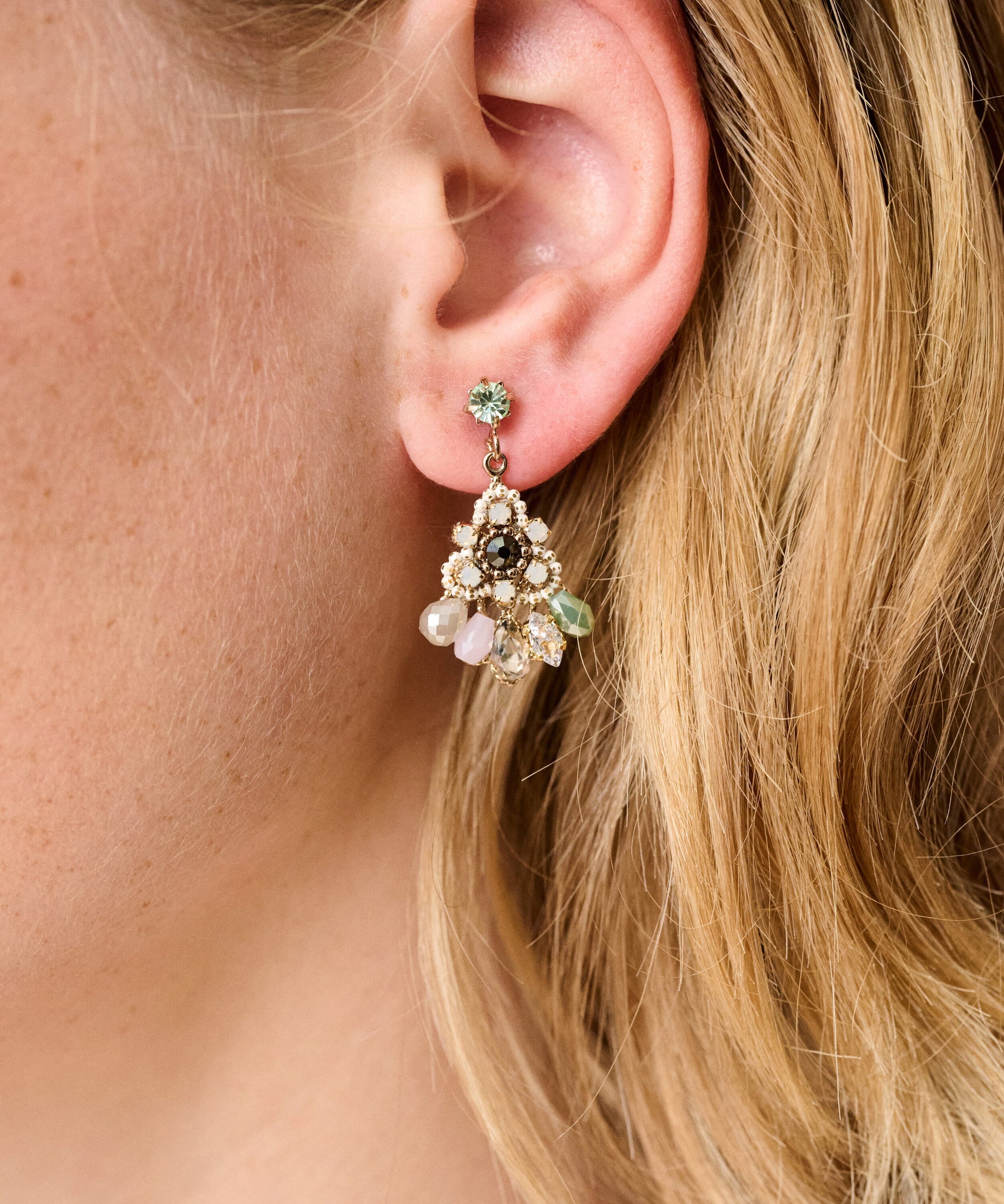 Crystal Flower Pendant Earrings