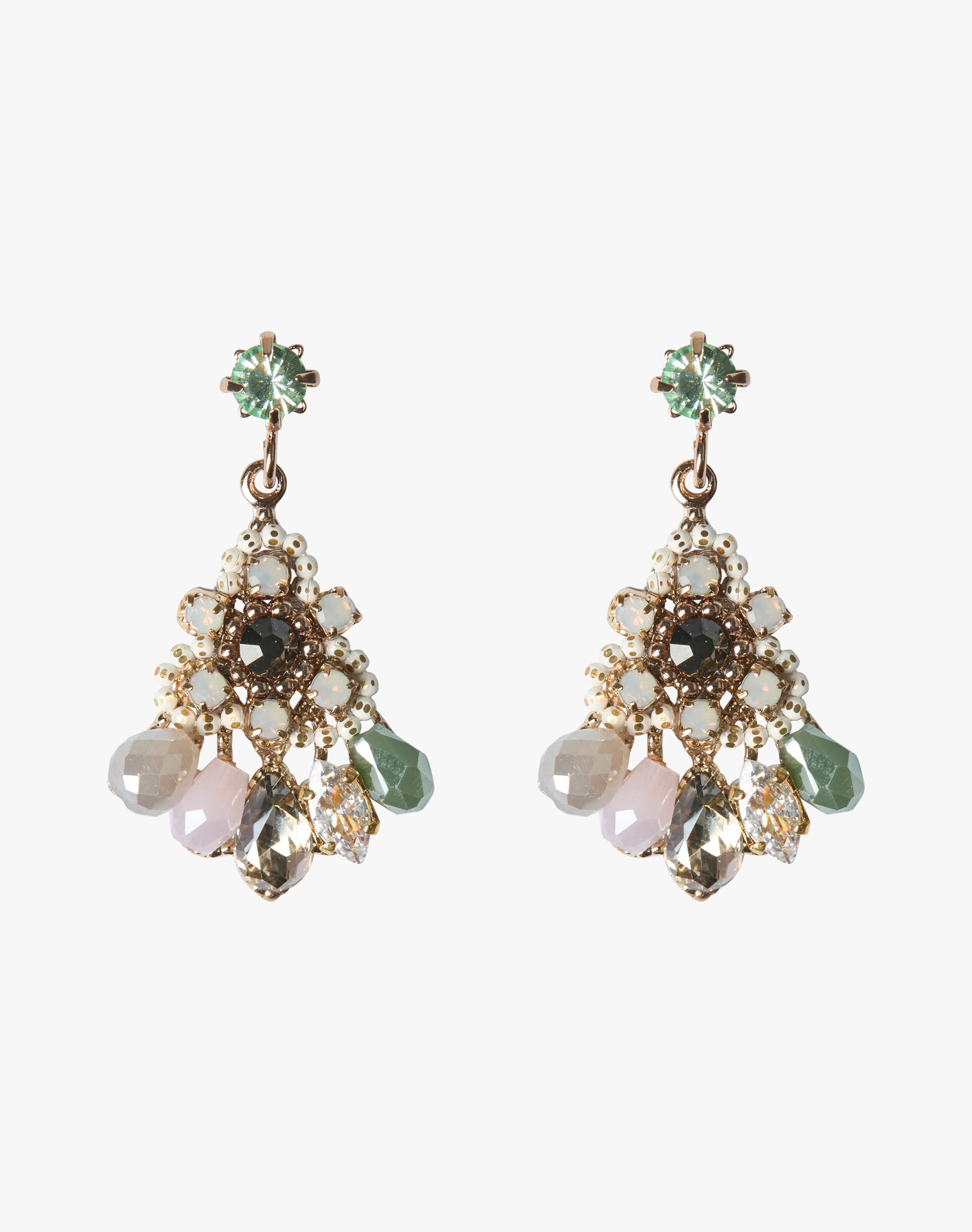 Crystal Flower Pendant Earrings