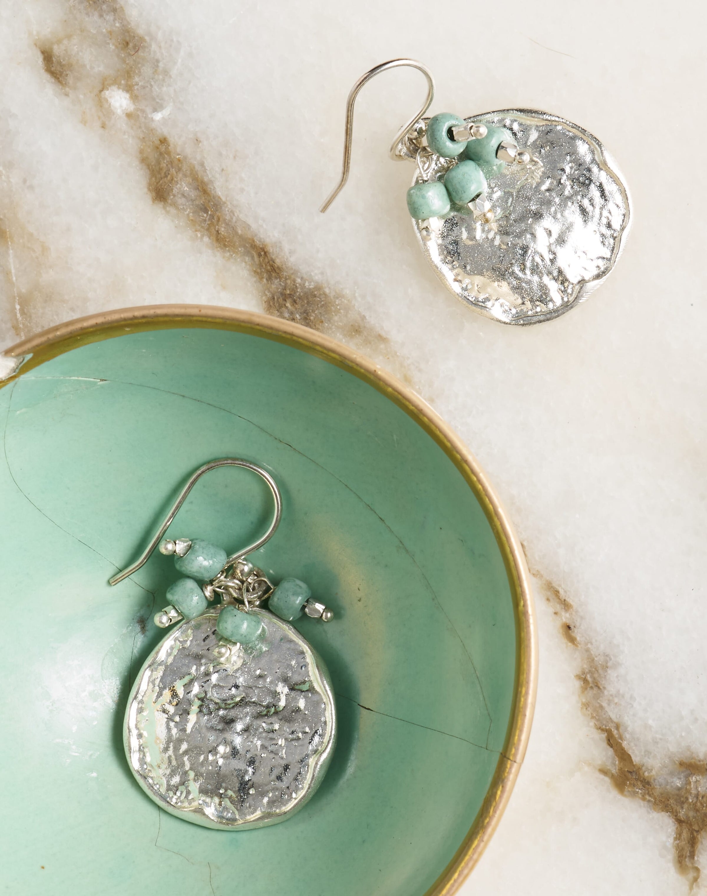 Silver Hammered Disc Earrings
