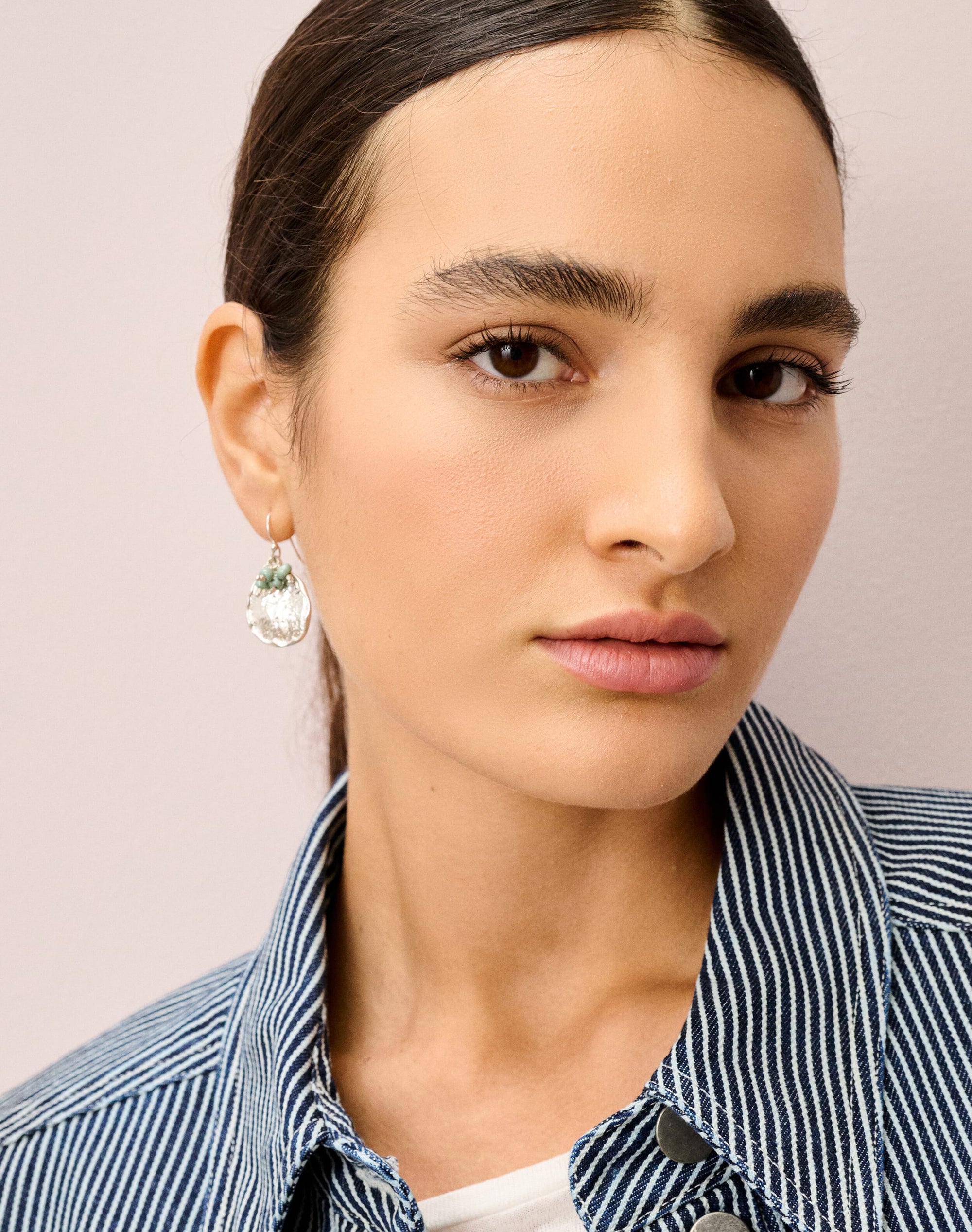 Silver Hammered Disc Earrings