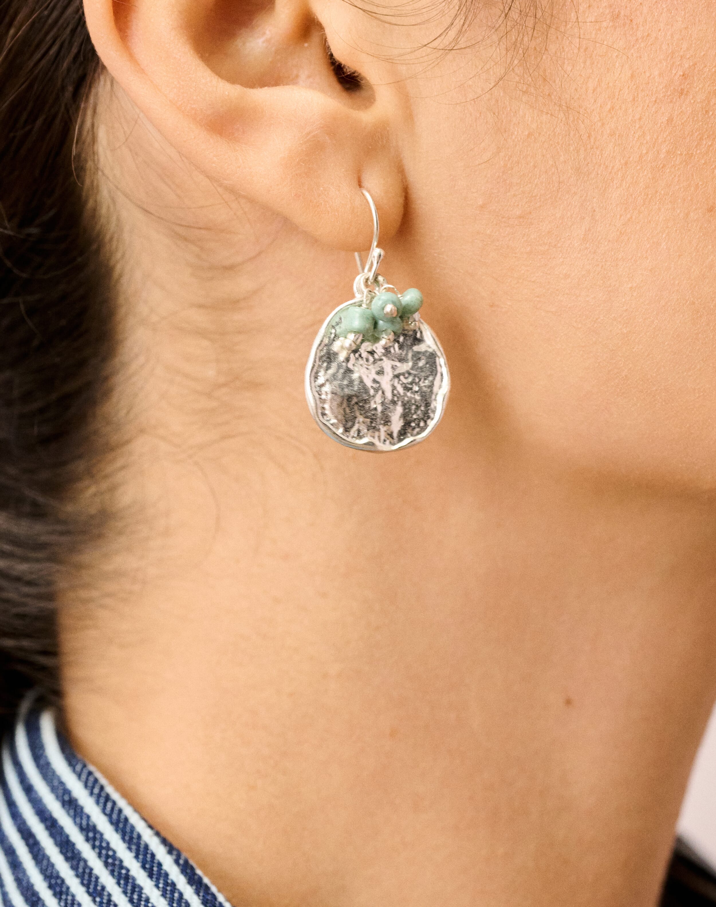 Silver Hammered Disc Earrings