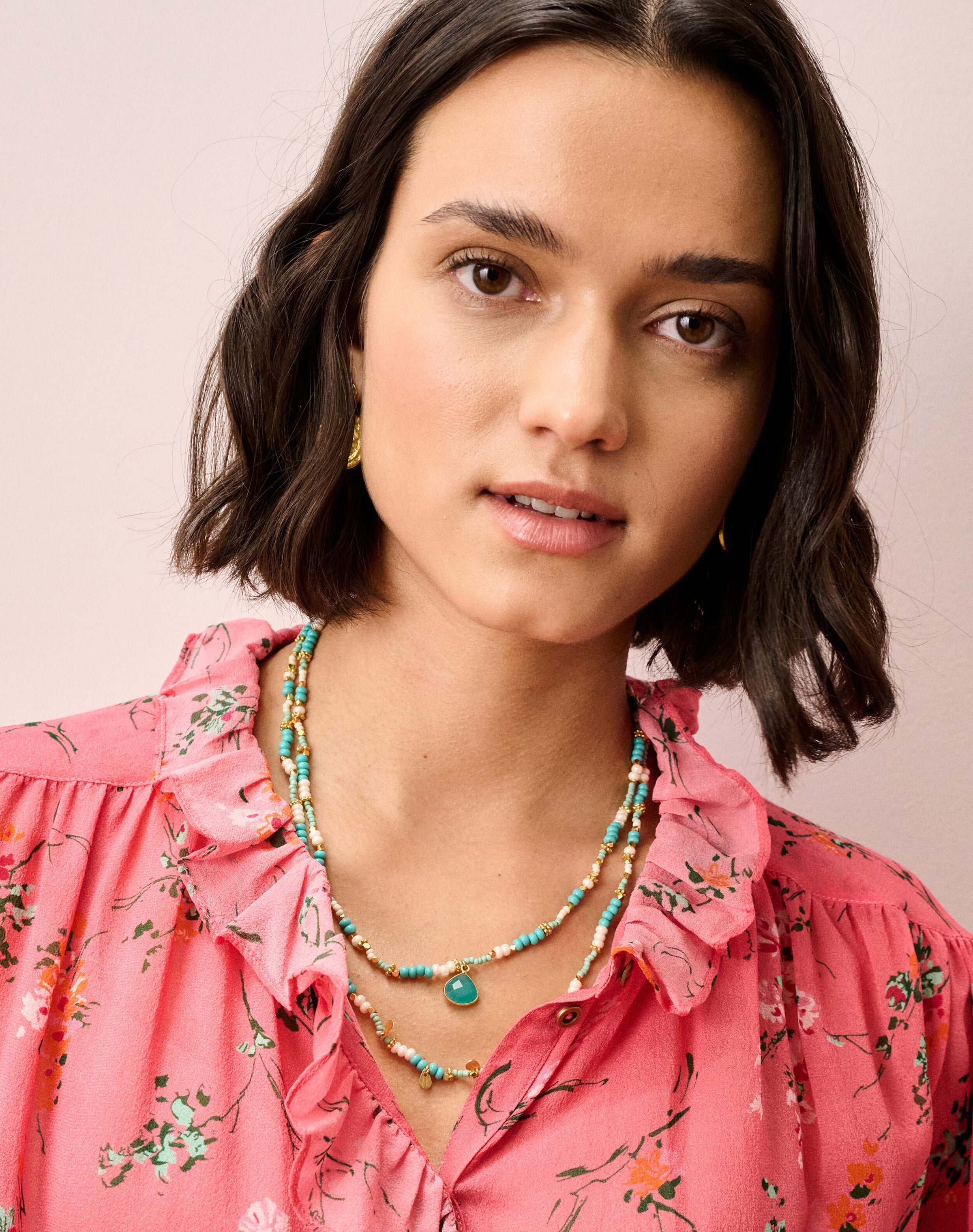 Double Strand Beaded Pendant Necklace