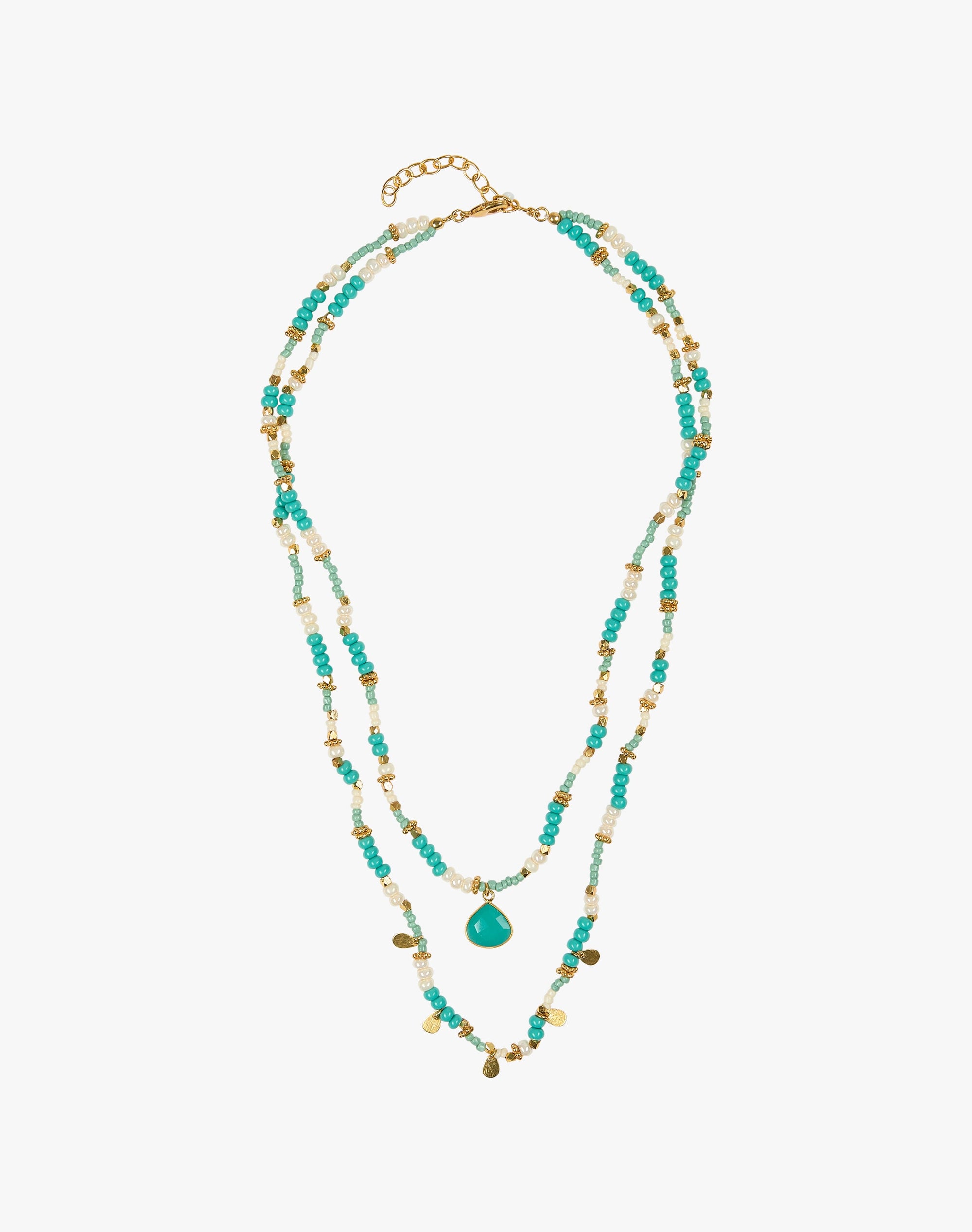 Double Strand Beaded Pendant Necklace