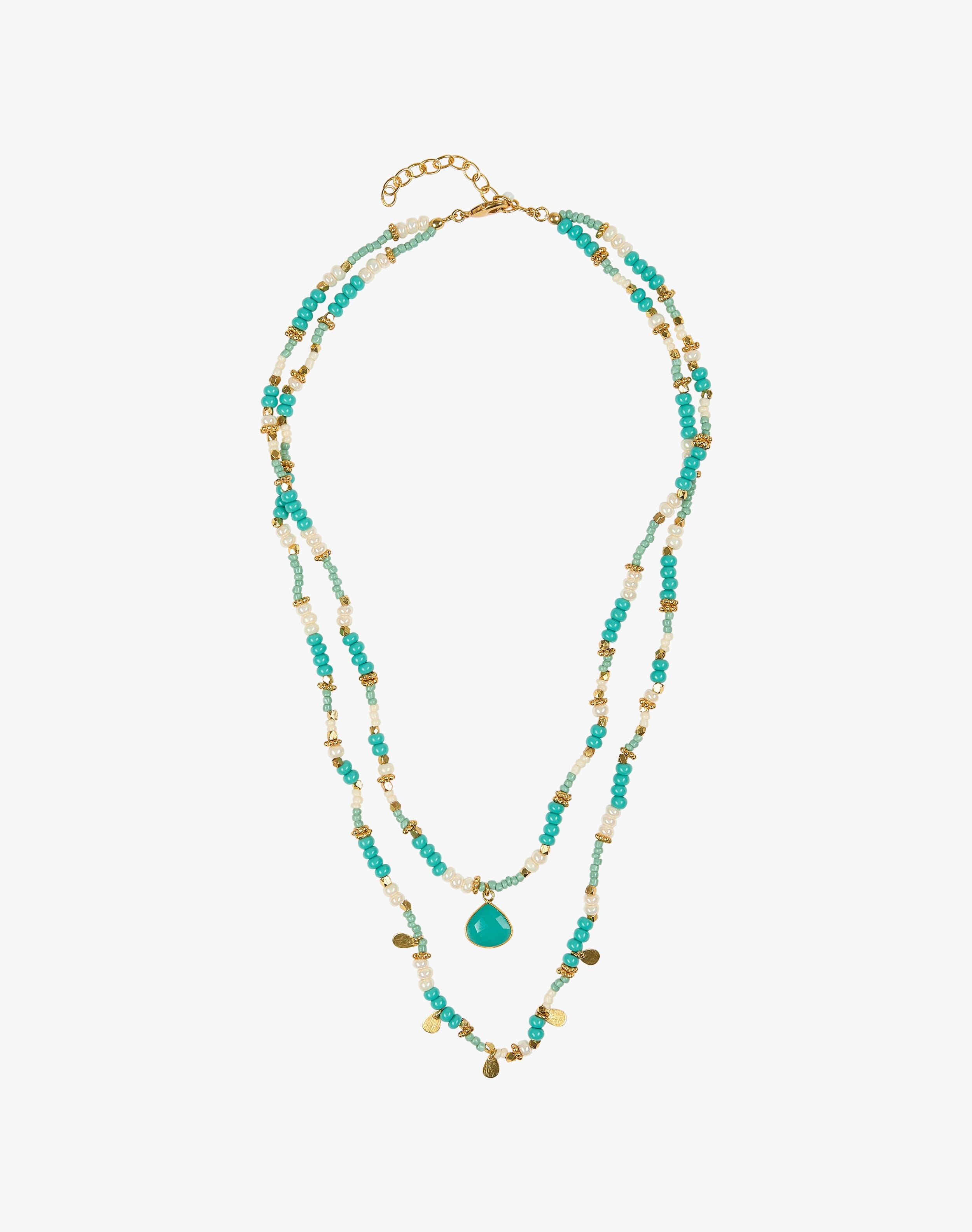 Double Strand Beaded Pendant Necklace