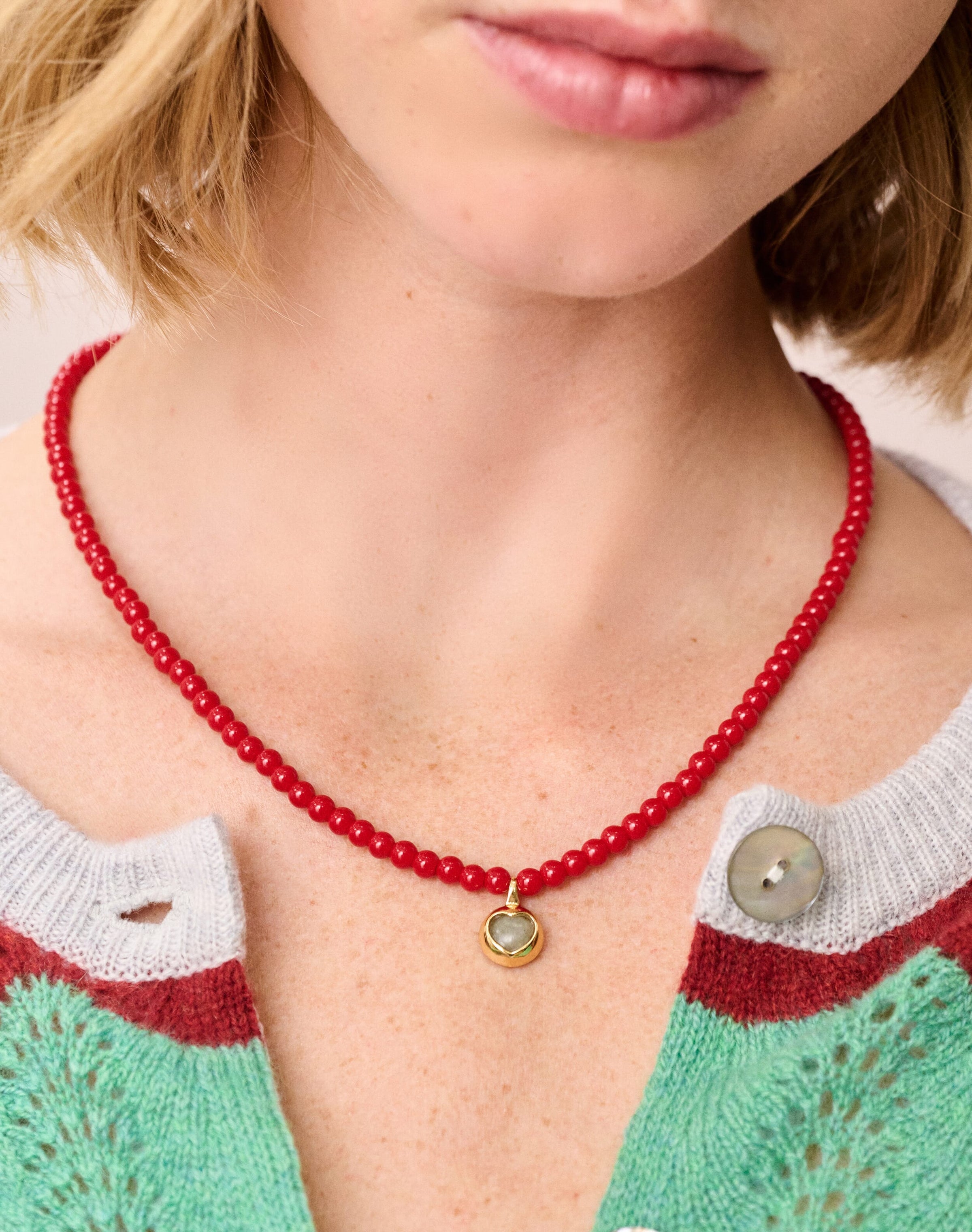 Beaded Heart Pendant Necklace