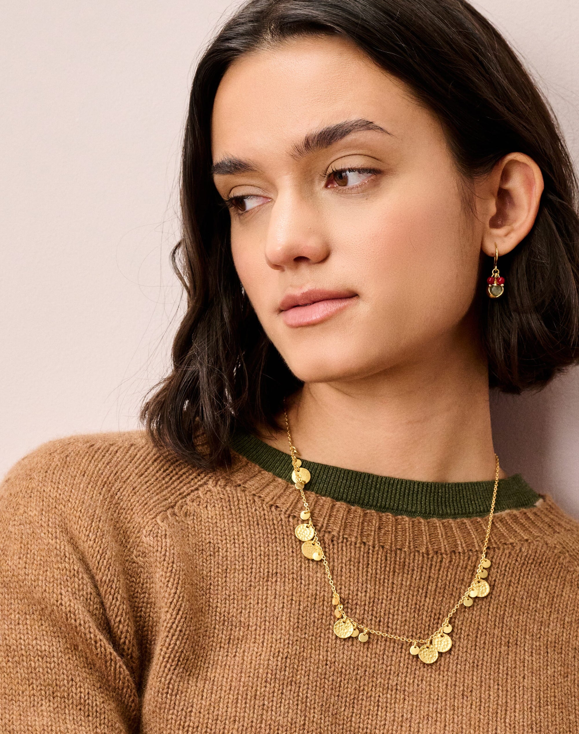 Gold Hammered Discs Necklace