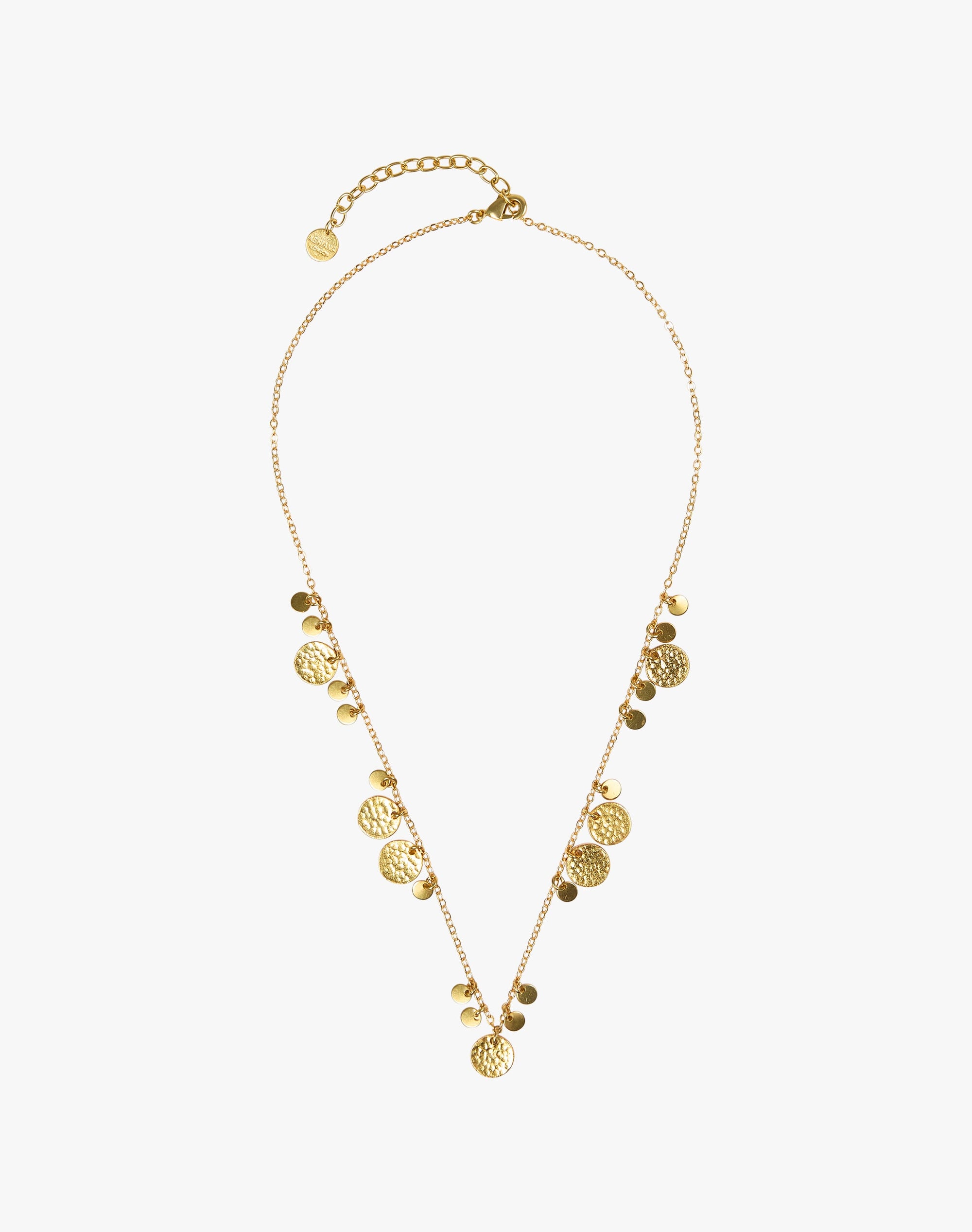 Gold Hammered Discs Necklace
